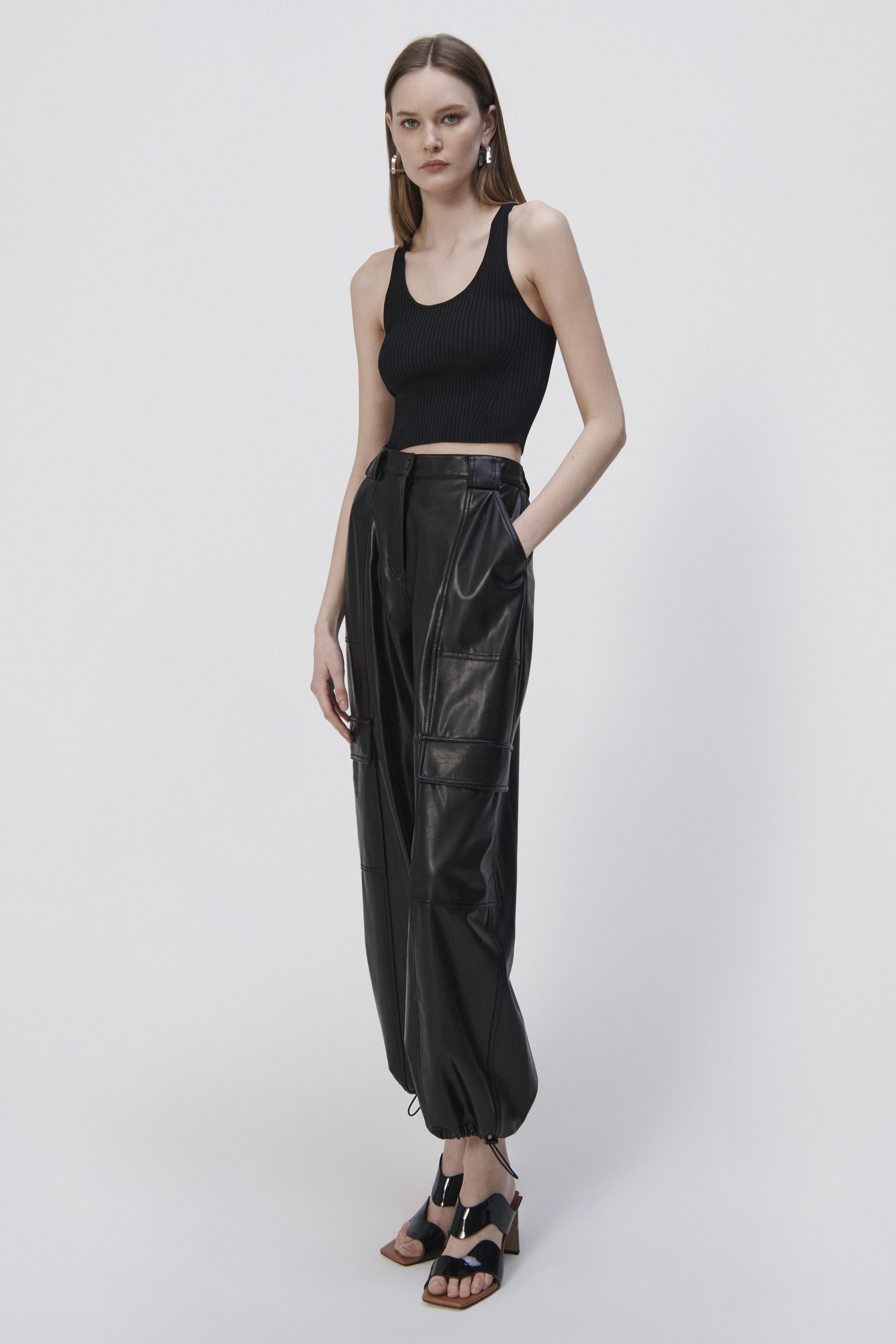 Luxe Vegan Leather Cargo Pant - 4