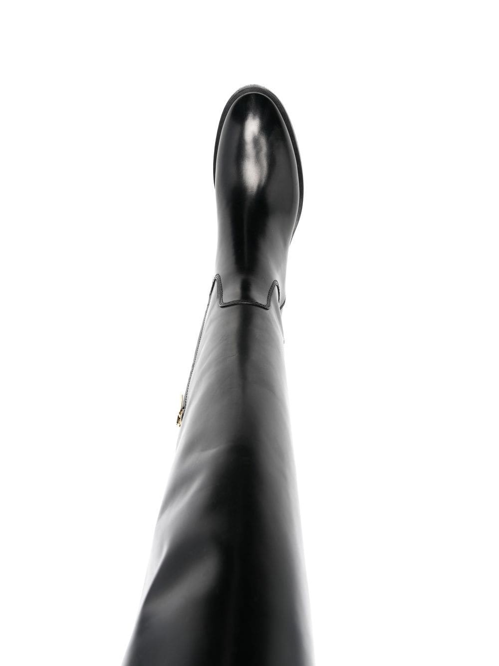 knee-length leather boots - 4