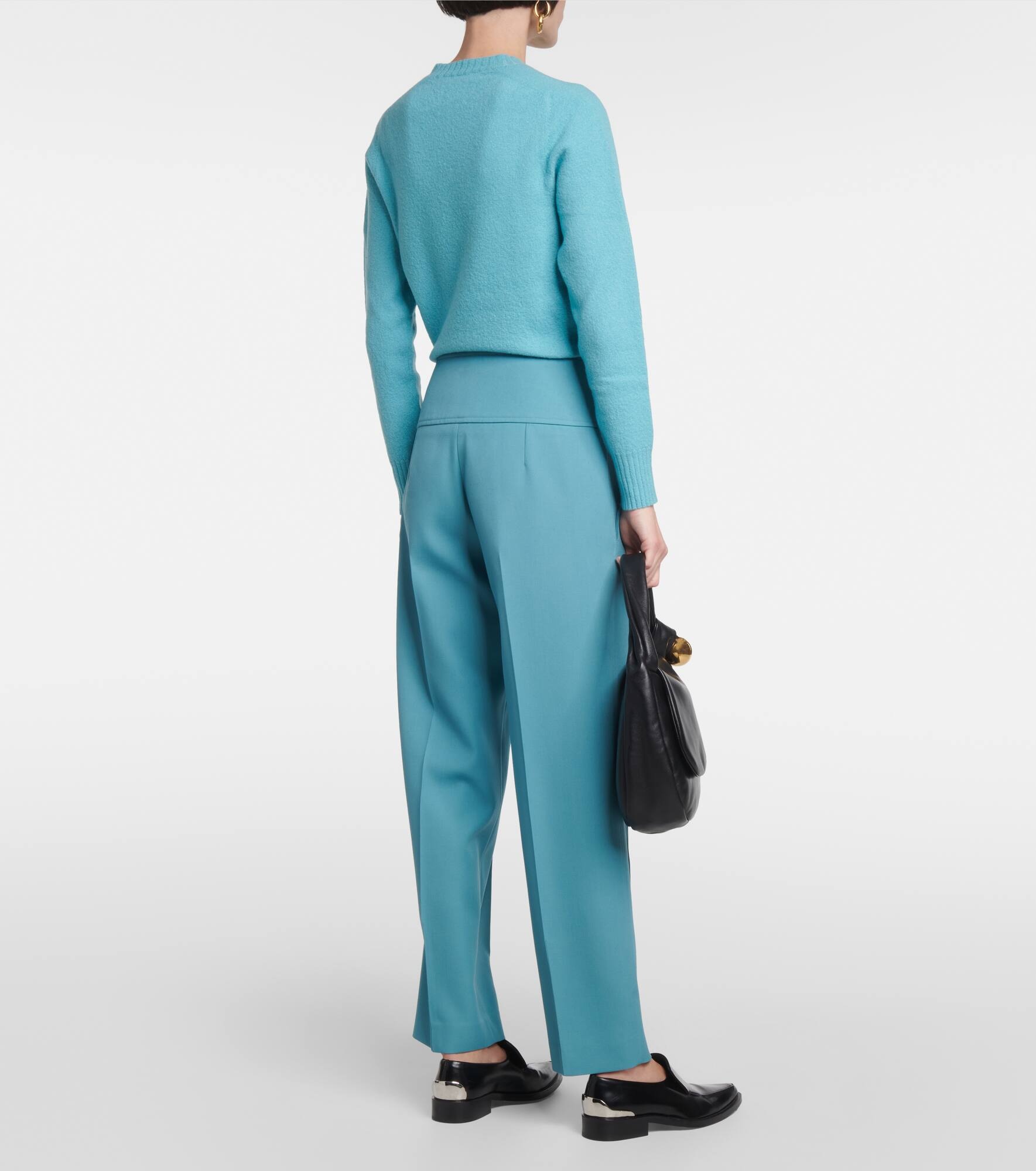 Pleated wool wide-leg pants - 3