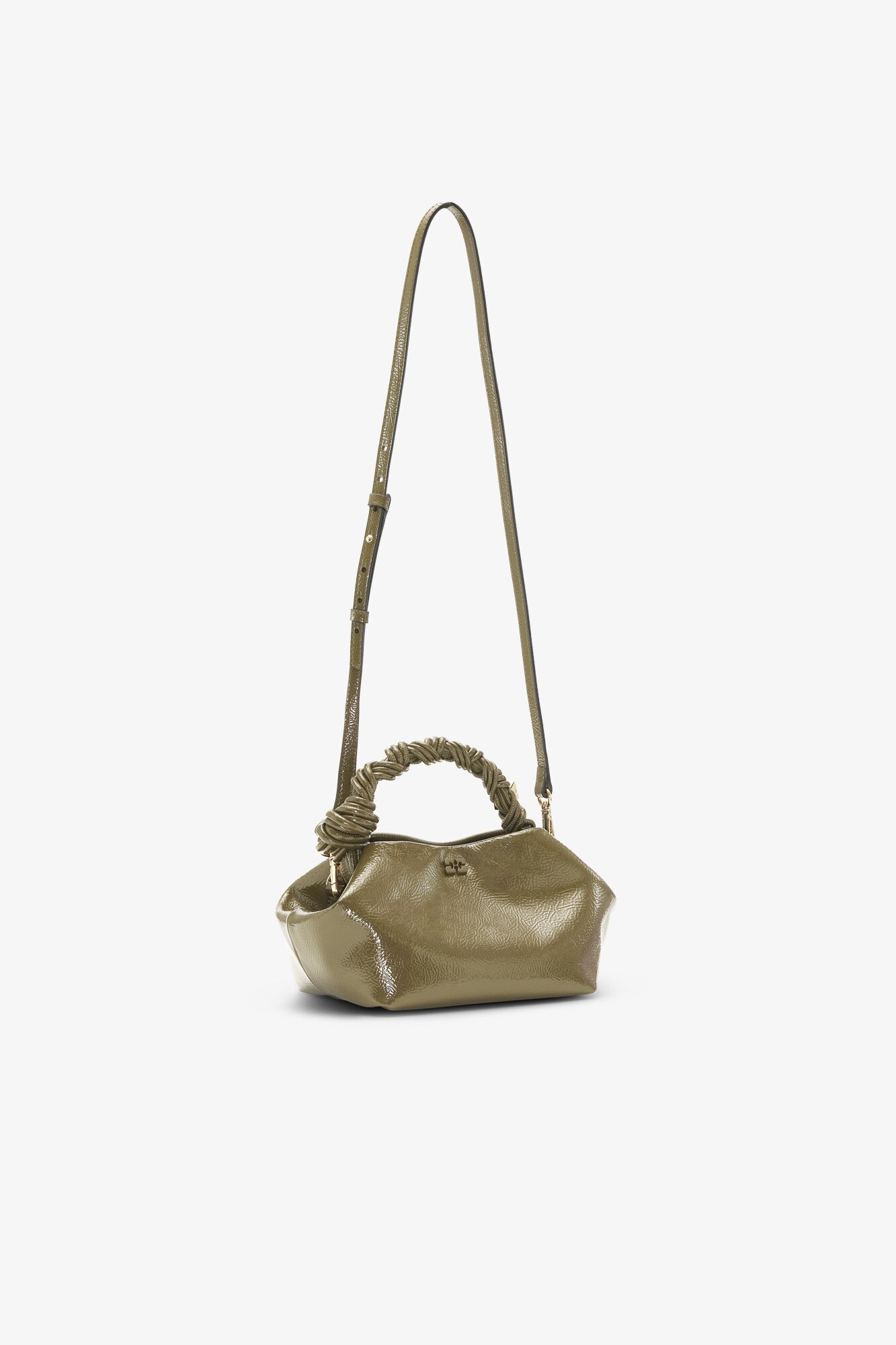 OLIVE GREEN PATENT SMALL GANNI BOU BAG - 2