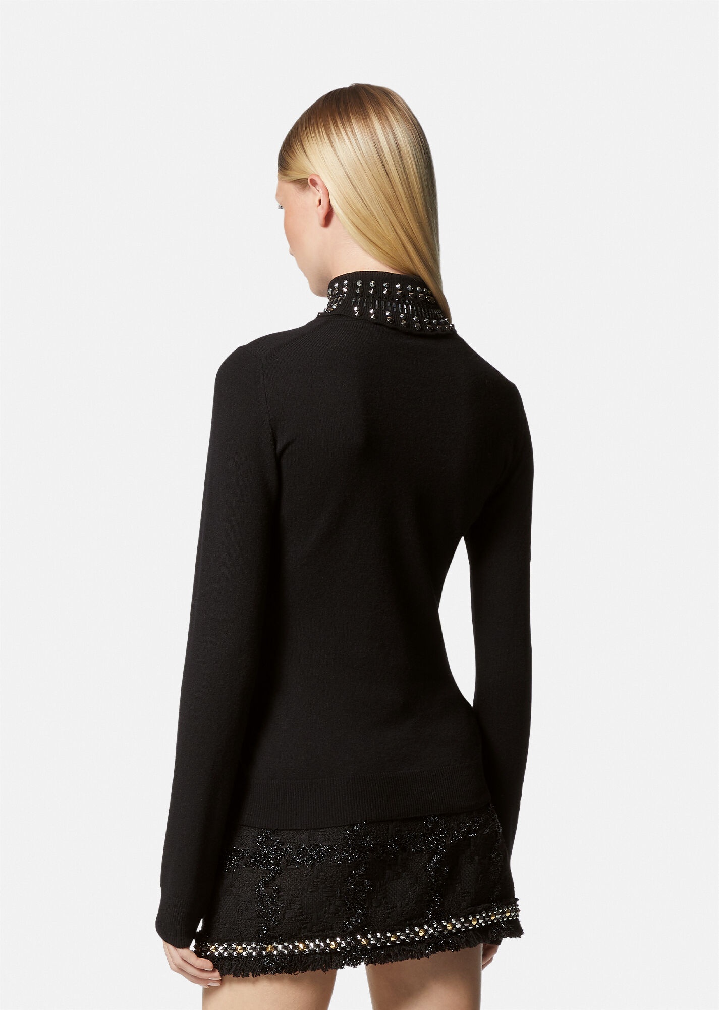 Spiked Turtleneck Knit Sweater - 4