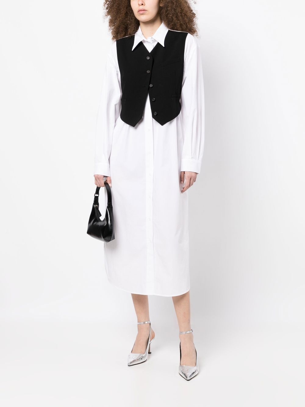 waistcoat-detail shirt dress - 2