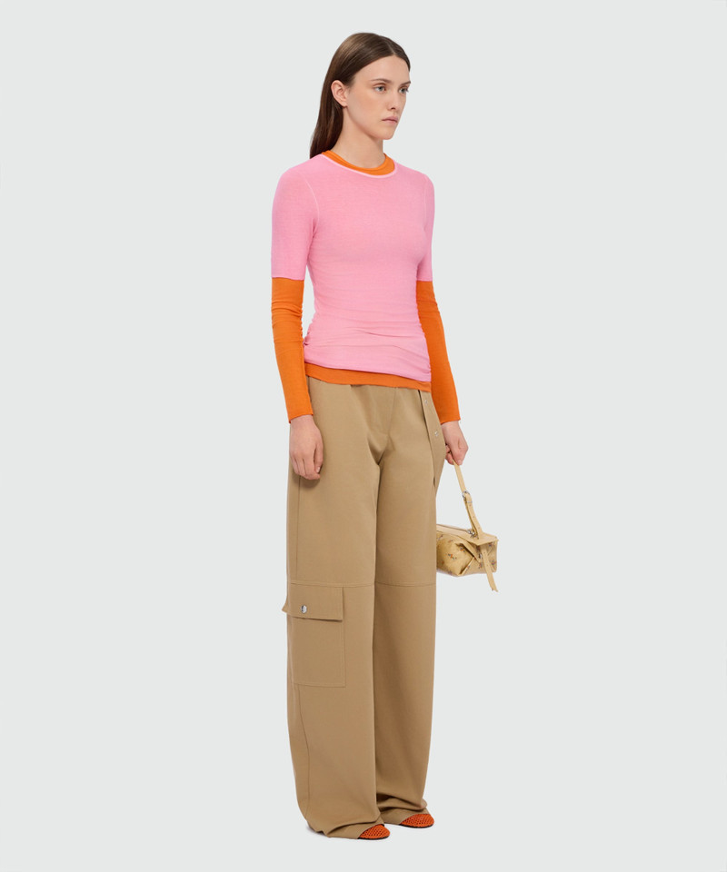 Orange long-sleeve viscose ribbed T-shirt 4