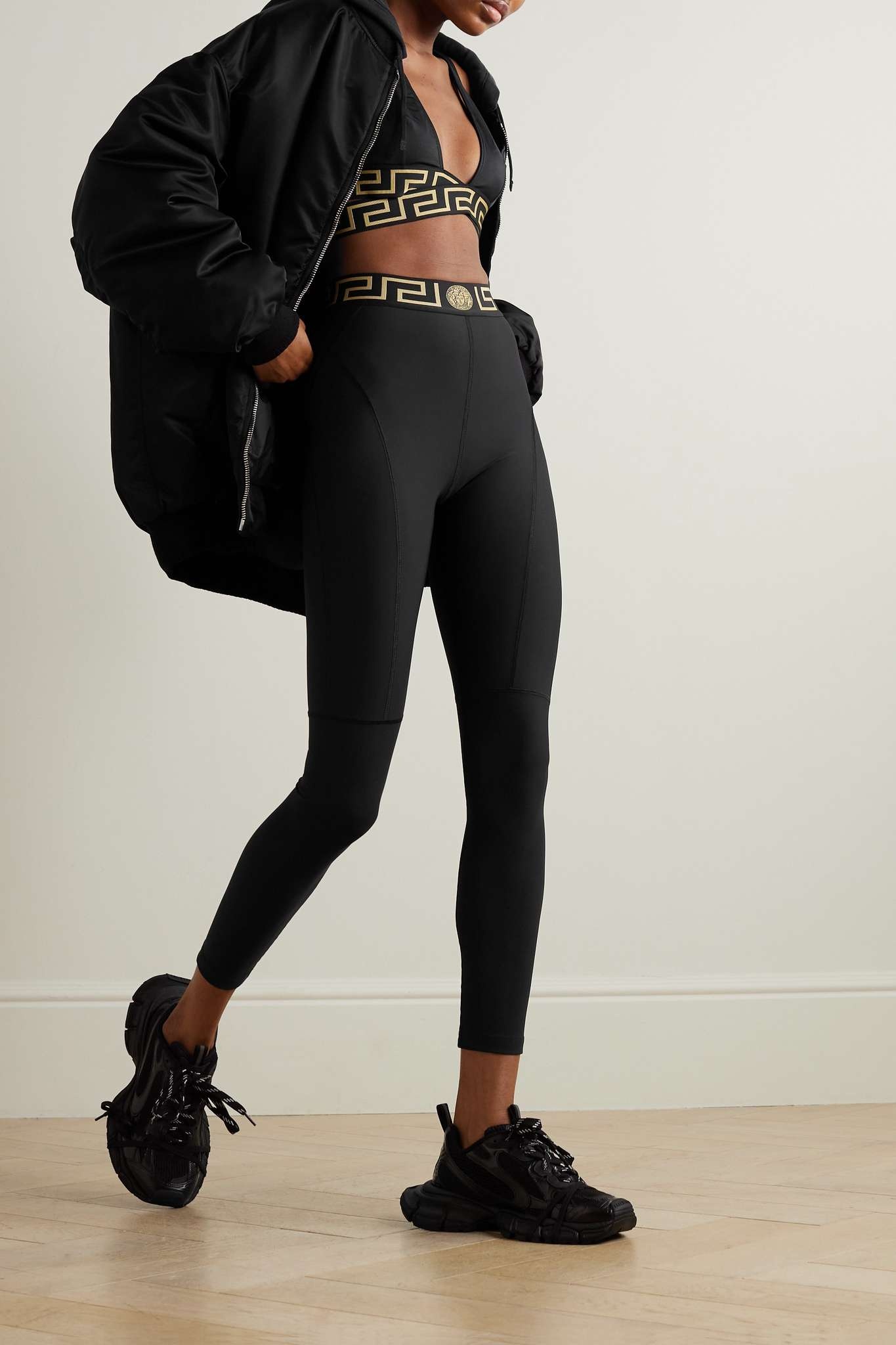 Paneled stretch-jersey leggings - 2