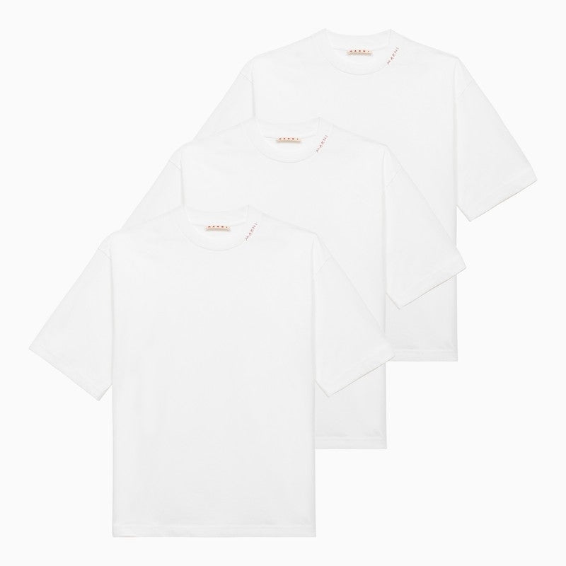 Marni White Oversize T-Shirt With Logo Embroidery Men - 1
