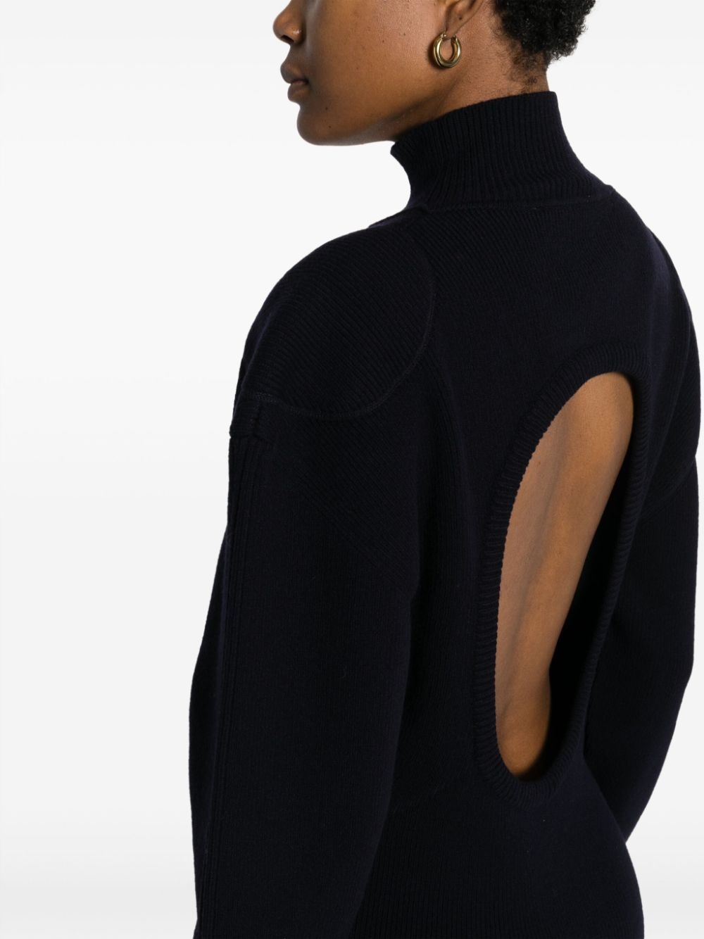 high-neck backless dress - 5