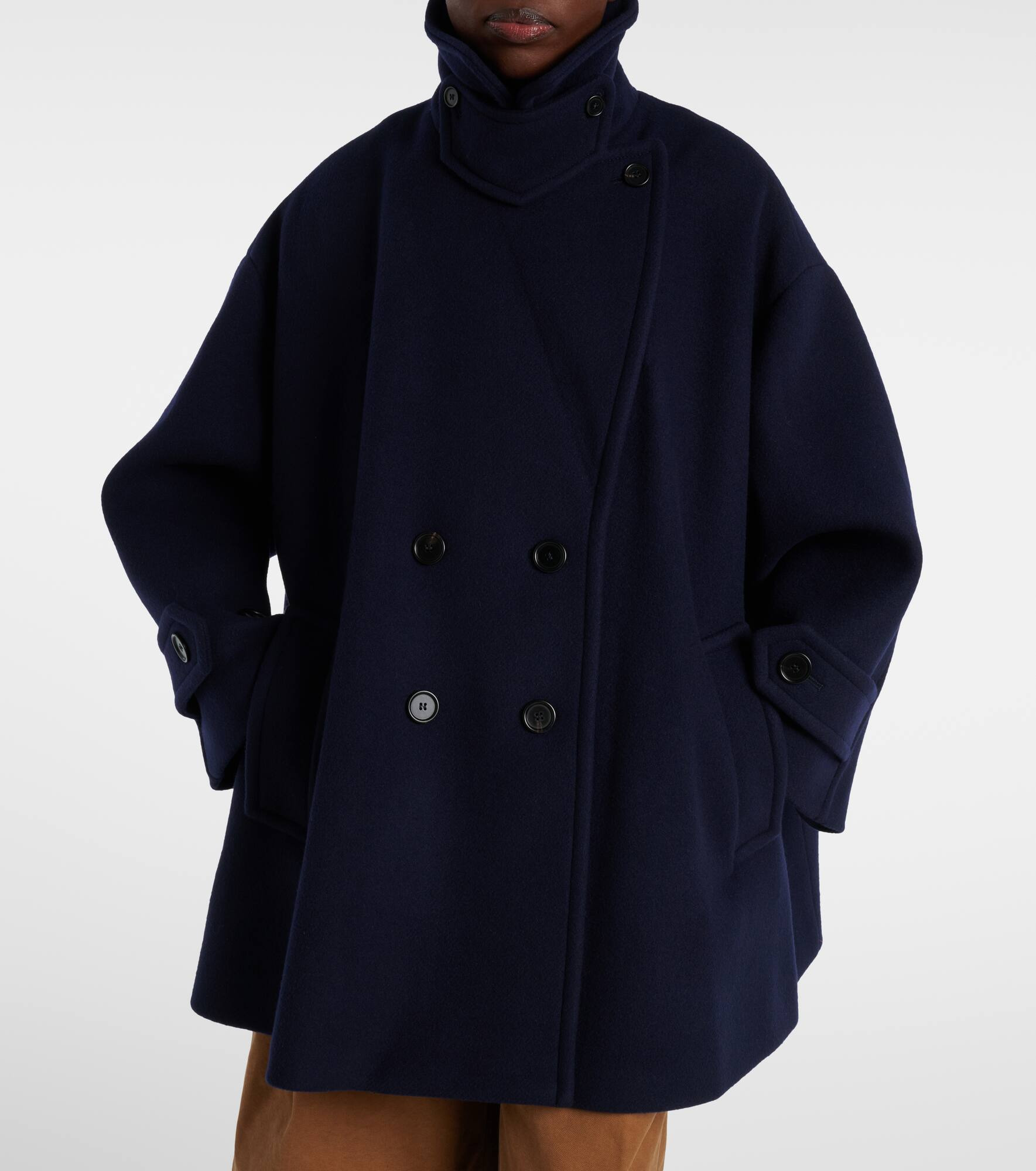 Double-breasted oversized wool-blend coat - 6