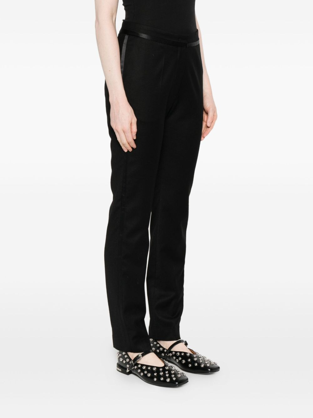 satin-trimmed trousers - 3