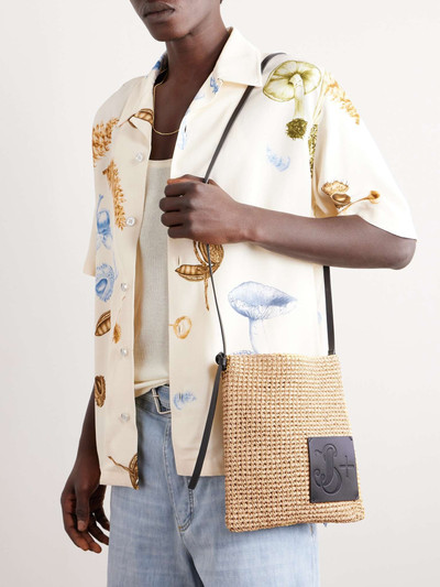 Jil Sander Leather-Trimmed Raffia Messenger Bag outlook