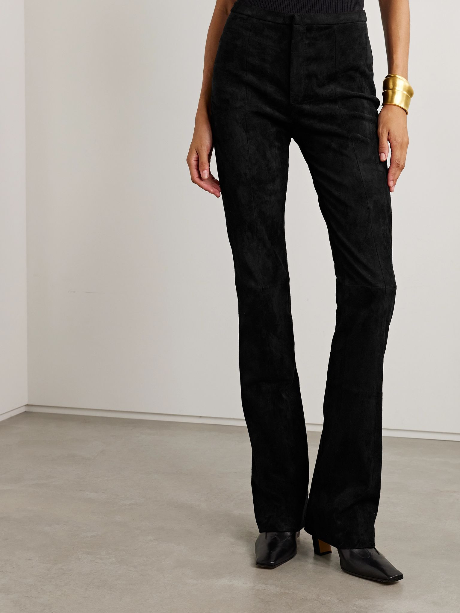 Icham suede straight-leg pants Black - 3