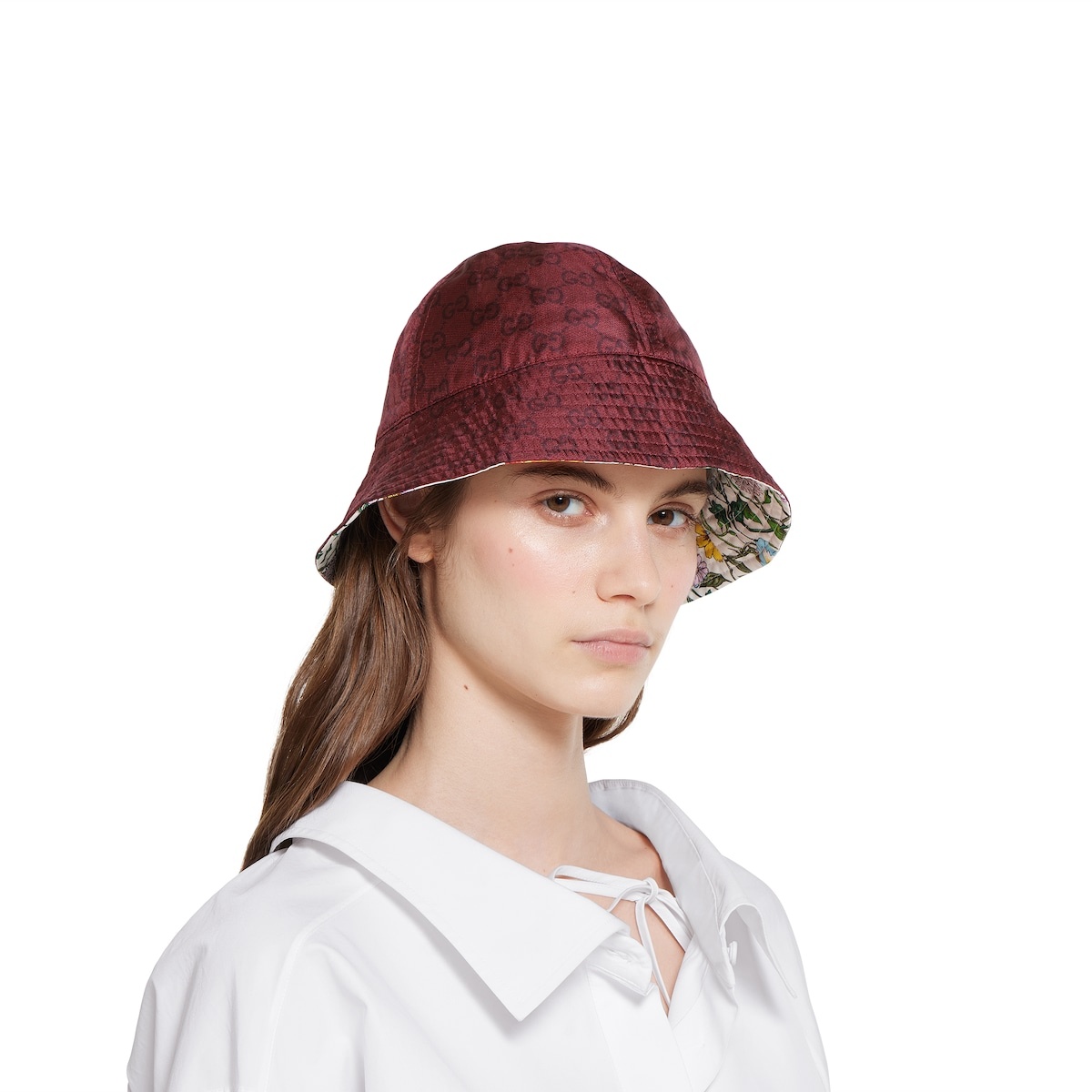 Reversible printed silk bucket hat - 4