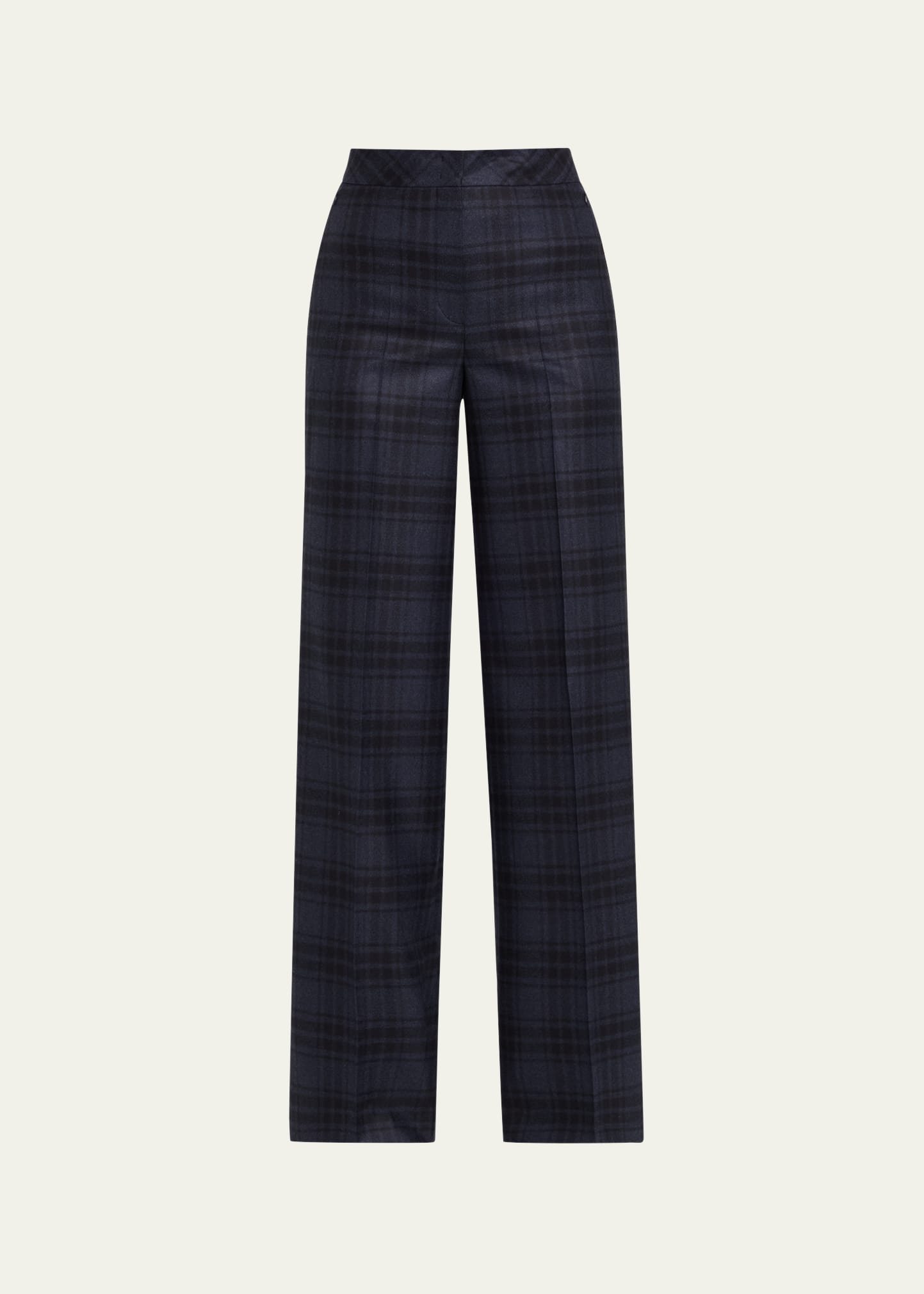 Fior Check Wool Flannel Wide-Leg Trousers - 1