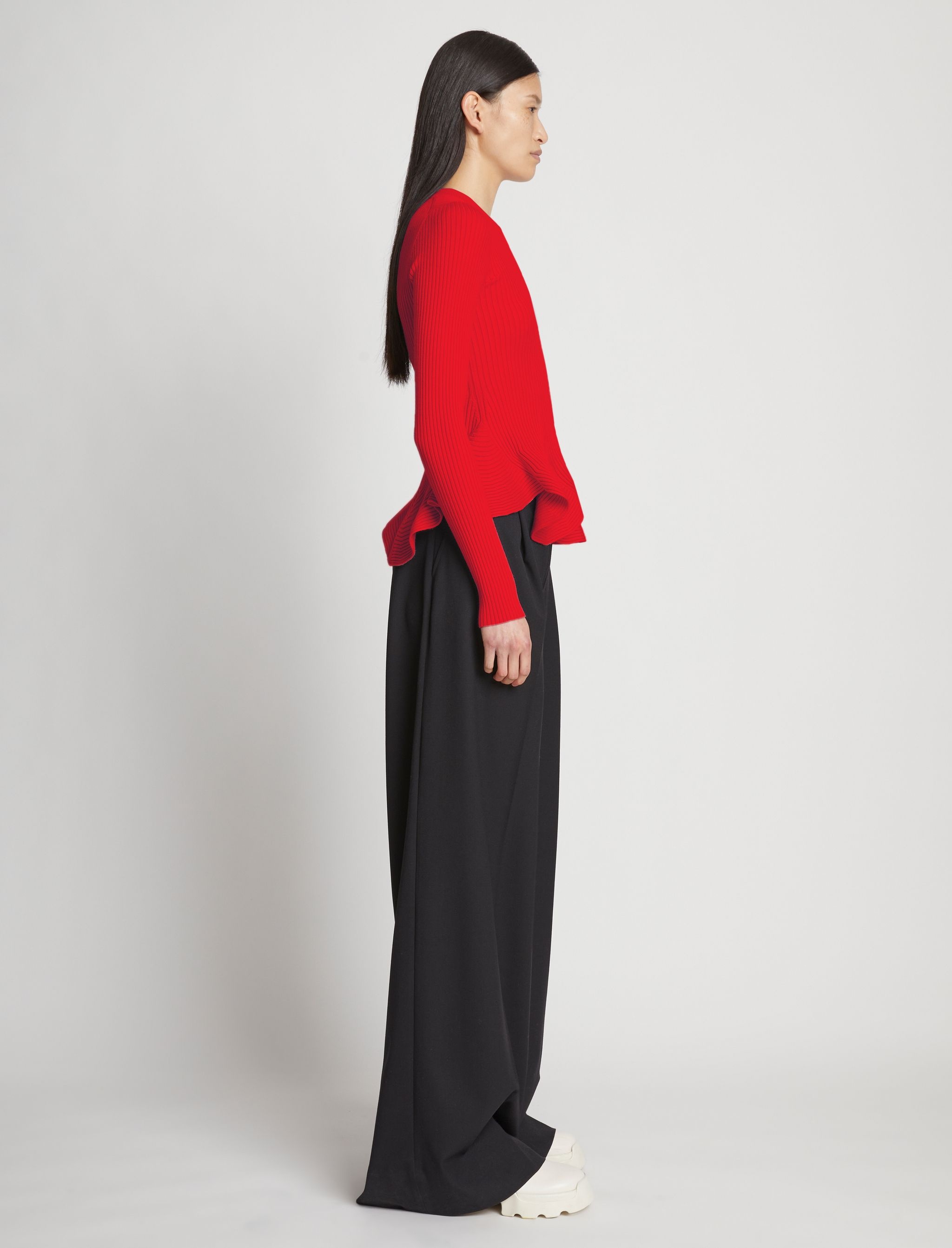 Fluted Rib Knit Peplum Sweater - 4