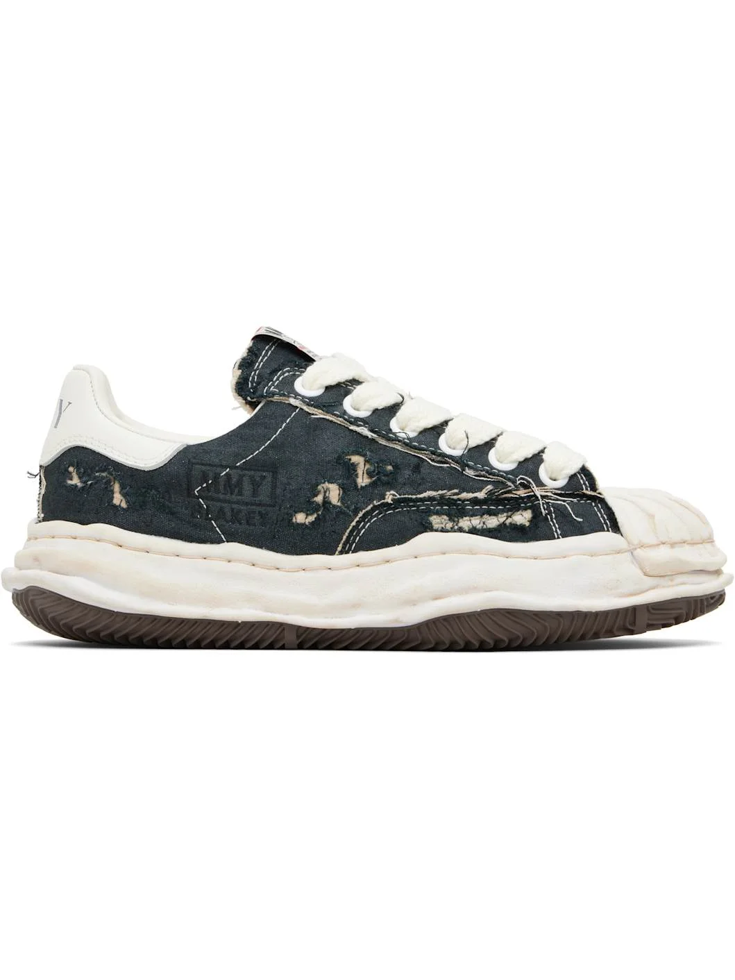 Black 'Blakey' OG Sole Ripped Overdye Canvas Sneakers - 1