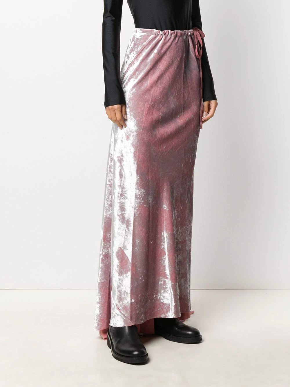 tie waist velvet skirt - 3