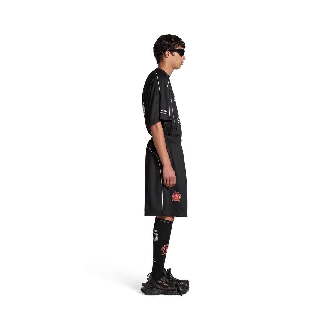 Men's Soccer Baggy Shorts in Black/white - 3