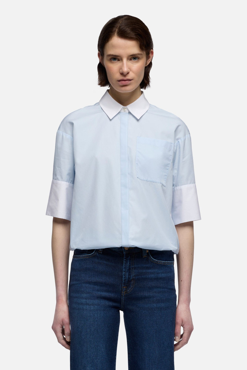 SHORT SLEEVE SHIRT in Poplin Sky Blue 3