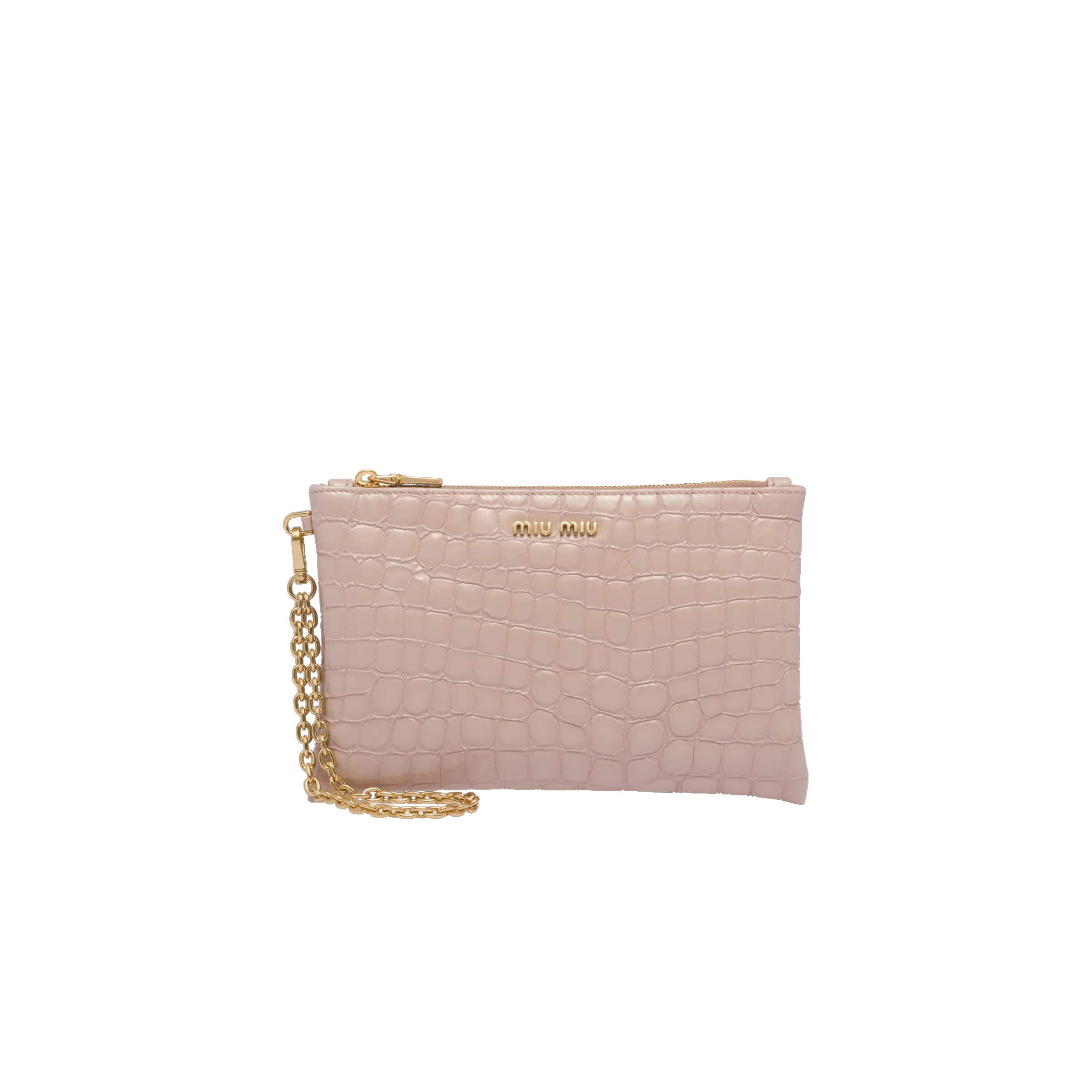 Croco-print leather pouch - 1