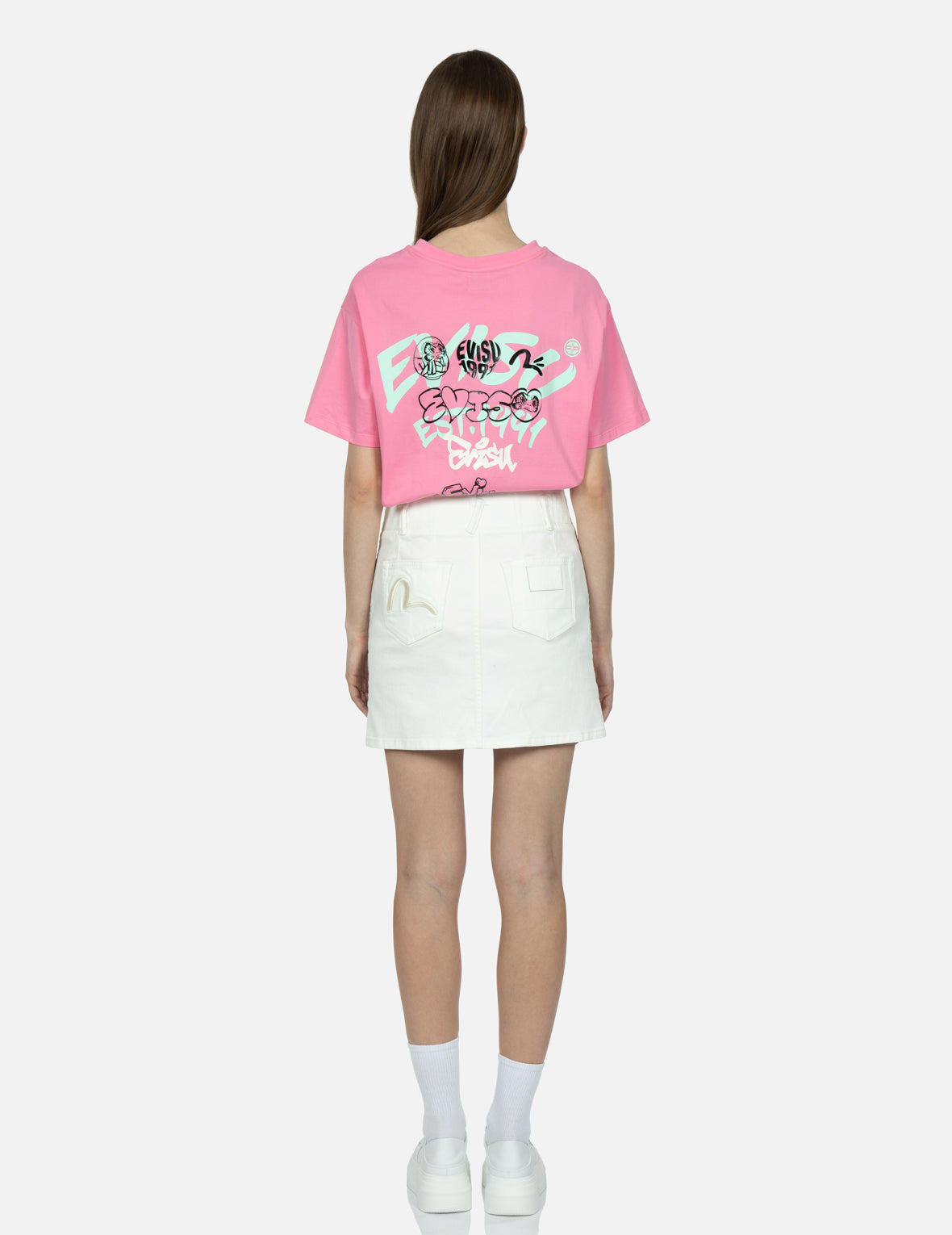SEAGULL EMBROIDERY FUCHSIA DENIM SKIRT - 6
