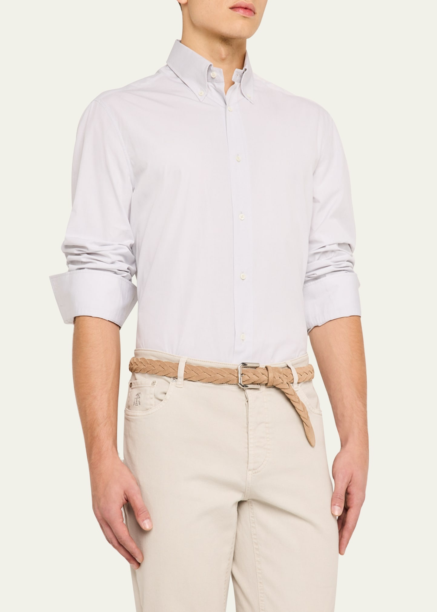 Men's Cotton Canvas Button-Collar Dress Shirt - 4