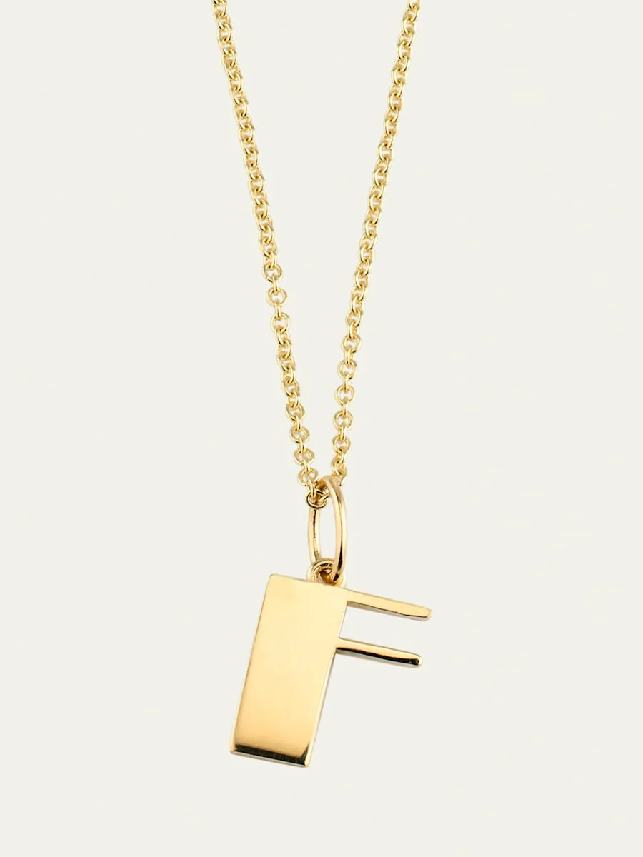 14K Pure Block Initial Necklace - 1