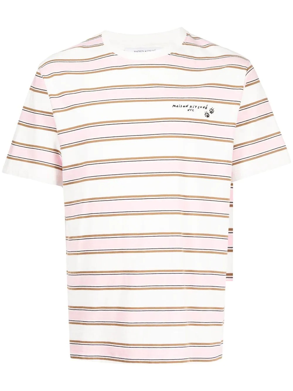 stripe-print logo T-shirt - 1