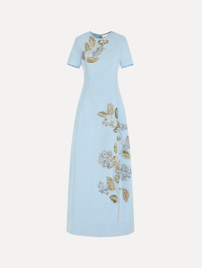 CRYSTAL FLOWER EMBROIDERED FAILLE DRESS 1
