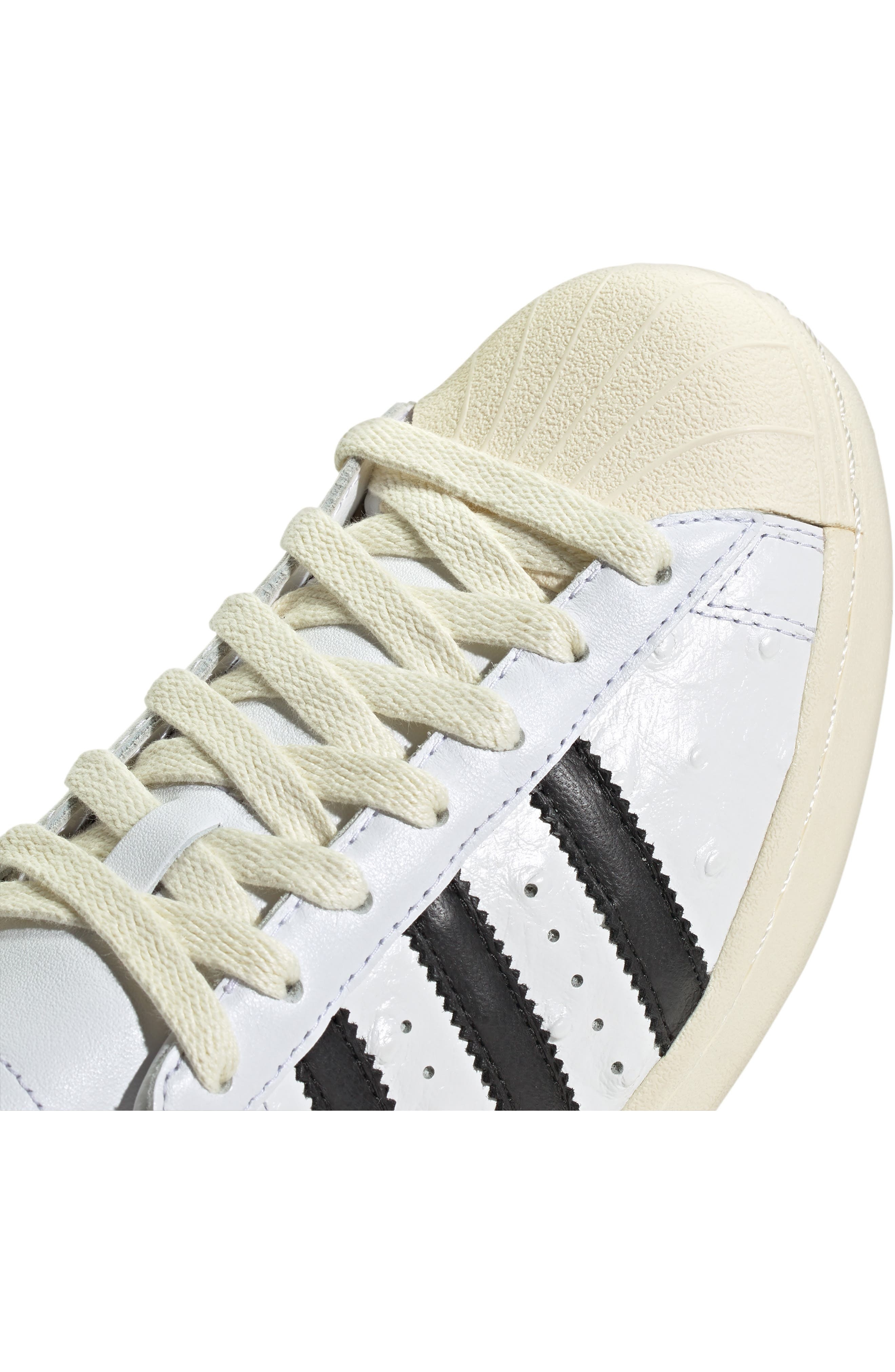 adidas Superstar Embossed Sneaker in White/Black/Cream White at Nordstrom - 9