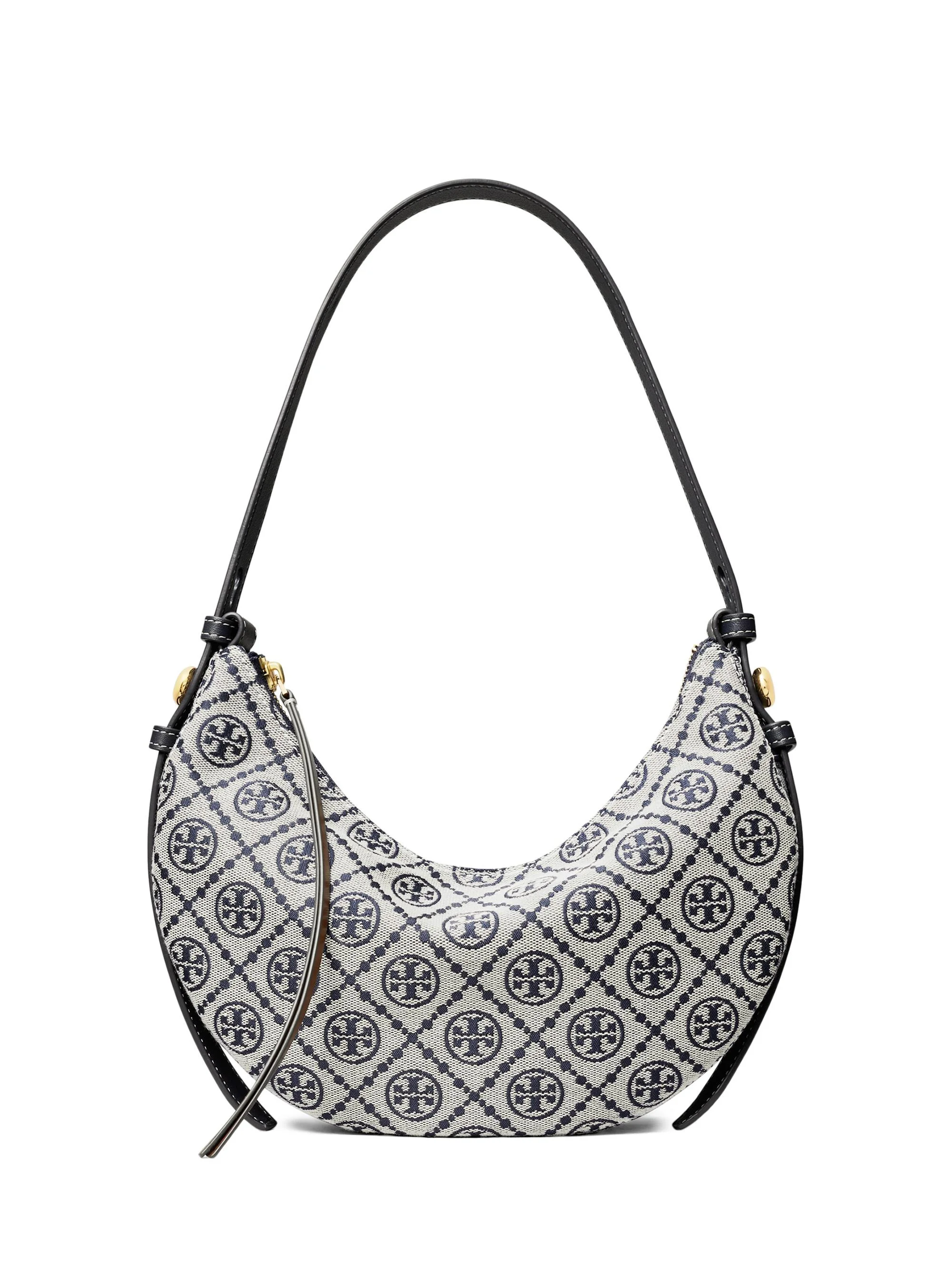 Women's Romy Monogram Half-Moon Shoulder Bag - Tory Navy - 1