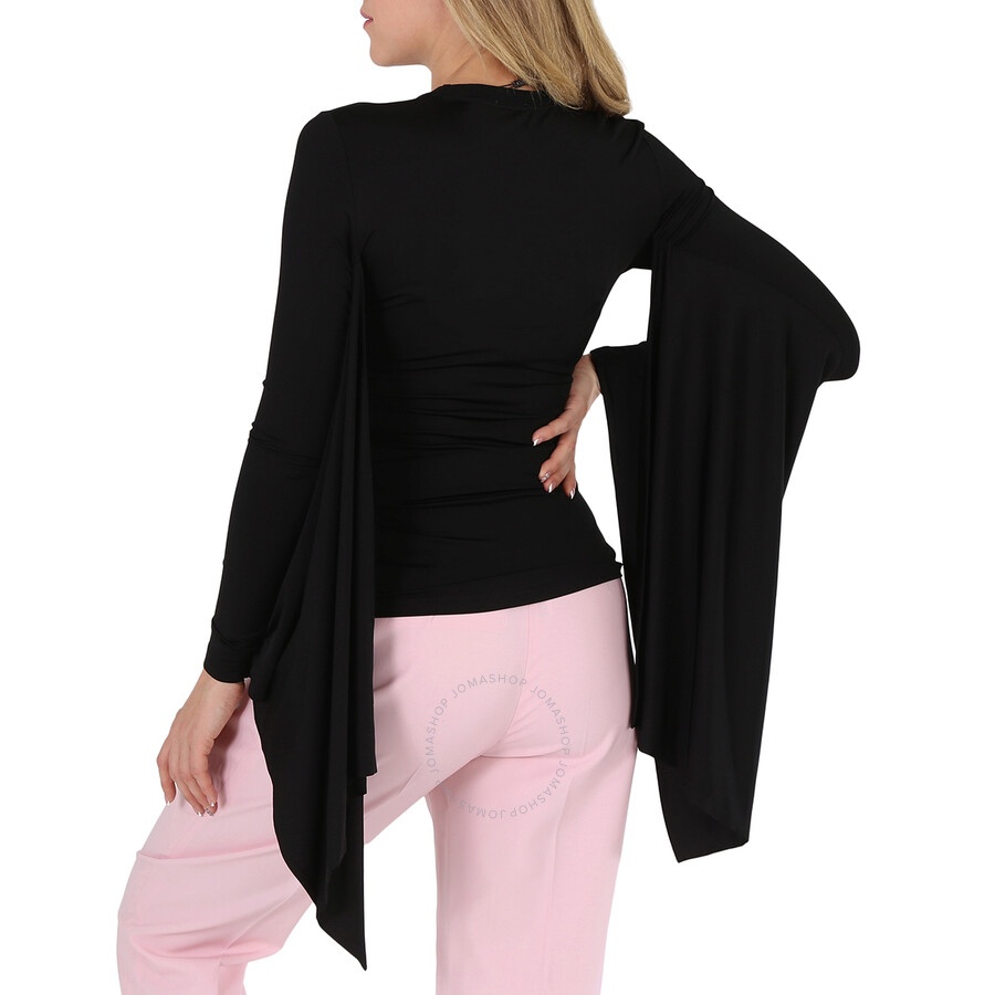 Burberry Ladies Black Crewneck Flared Sleeved Top - 6