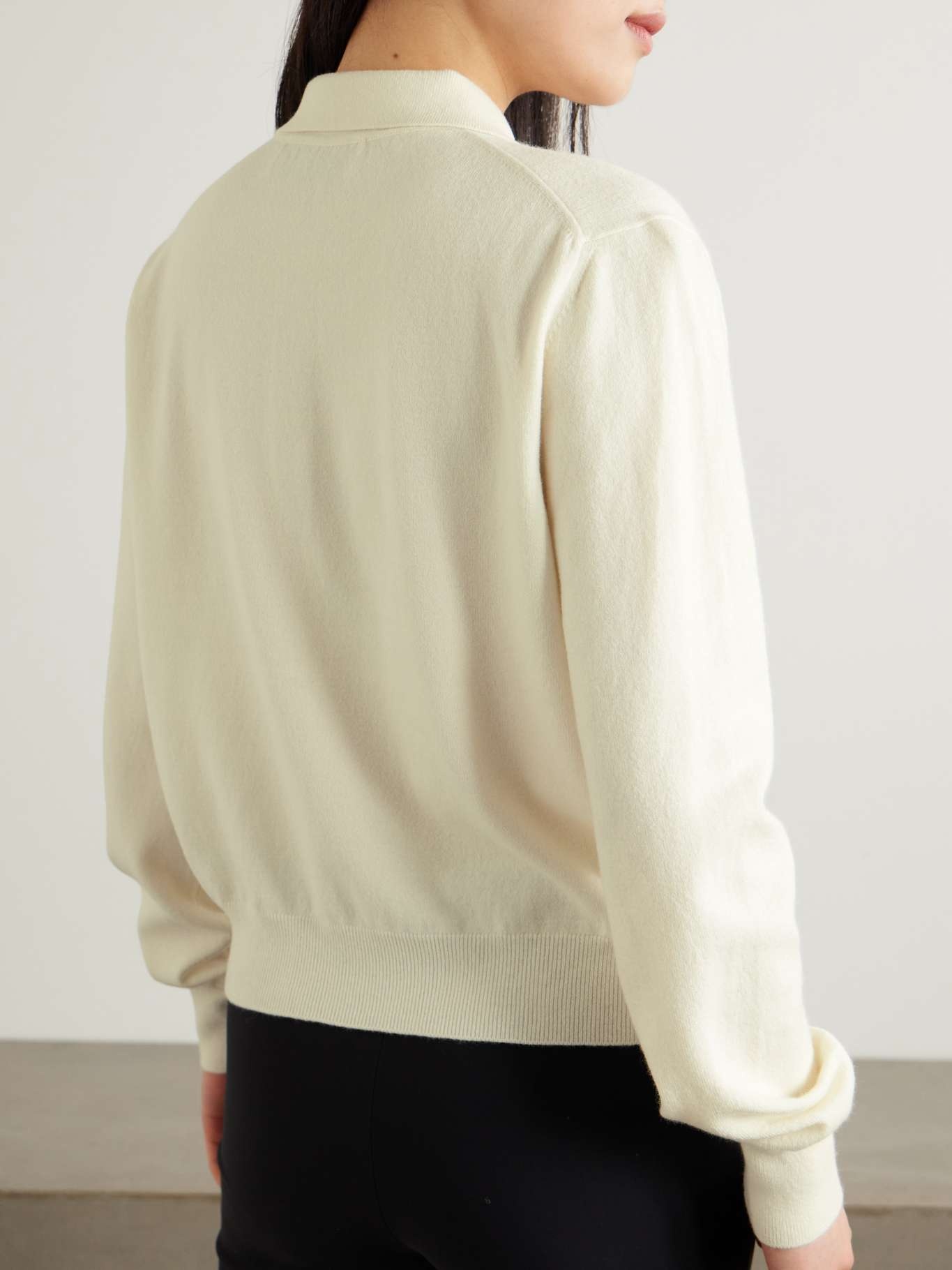 Merino wool and cashmere-blend polo sweater Off-white - 3