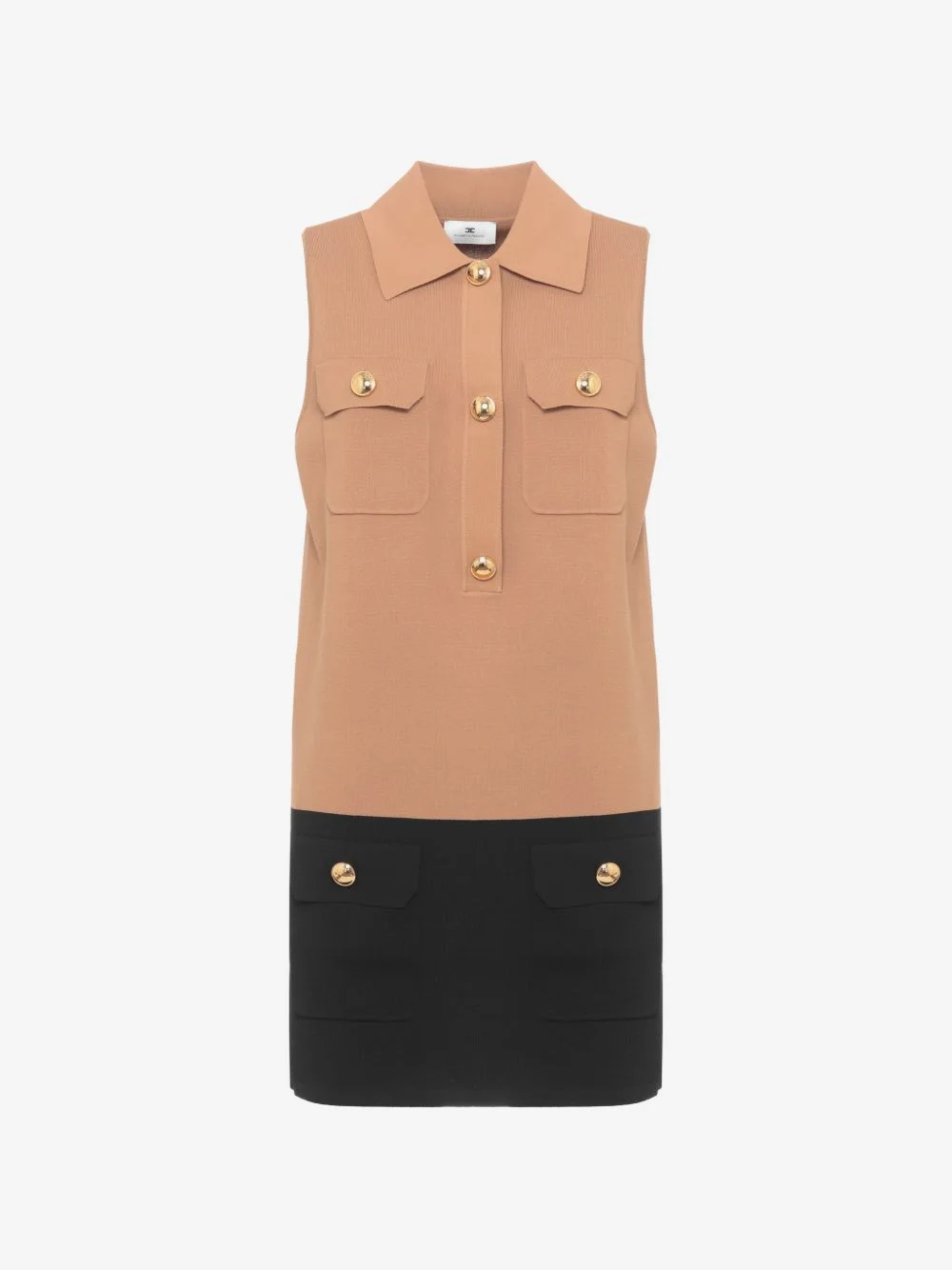 two-tone button-up mini dress - 1