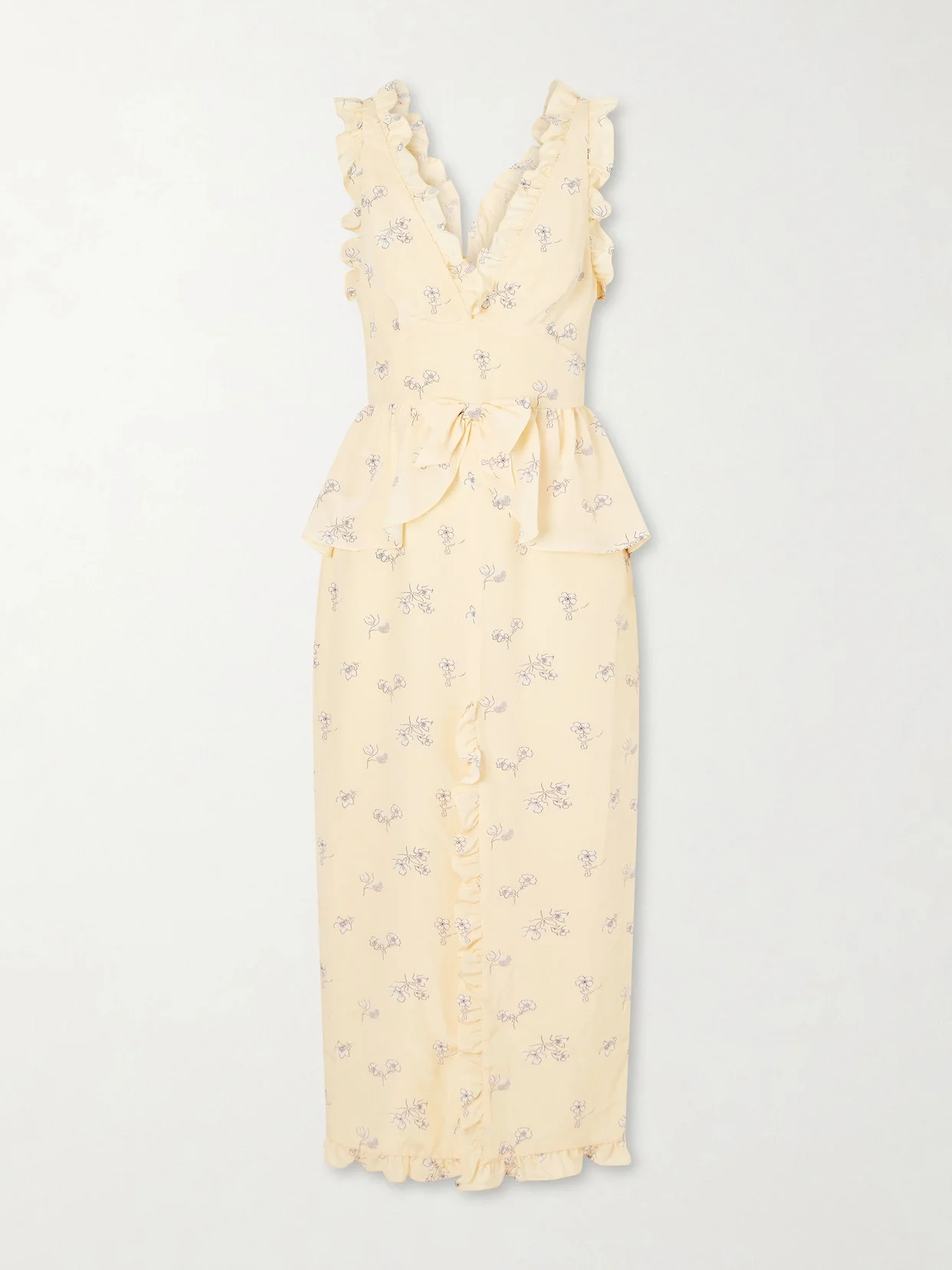 Bow-embellished Floral-print Silk Midi Dress - 1