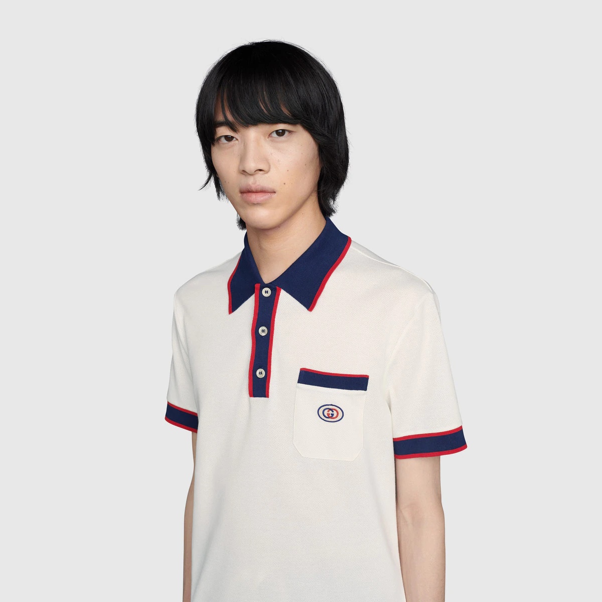 Cotton piquet polo with Interlocking G - 5