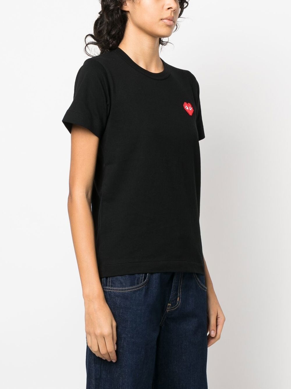 pixel heart embroidery T-shirt - 3