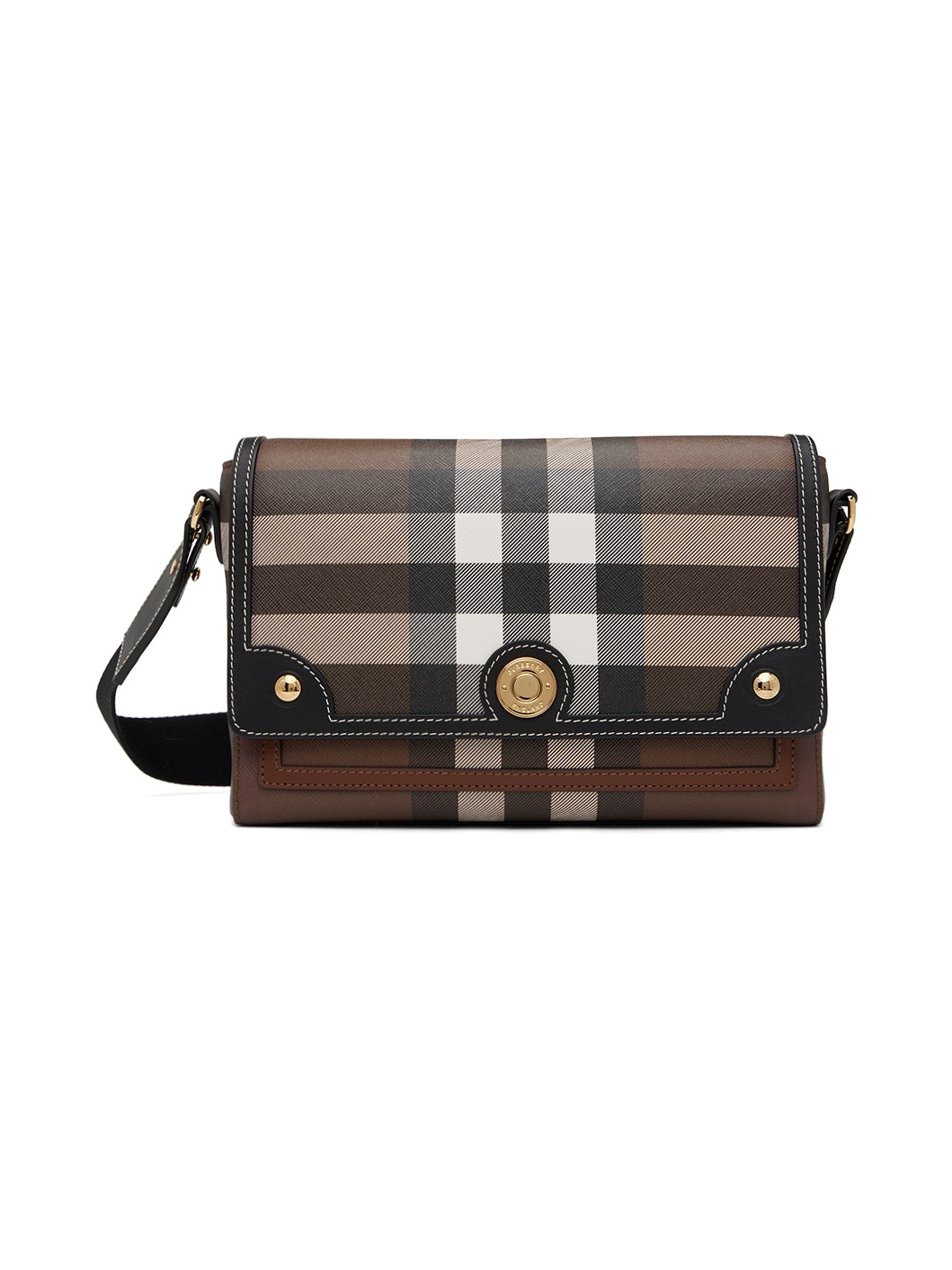 Brown Check Messenger Bag - 1