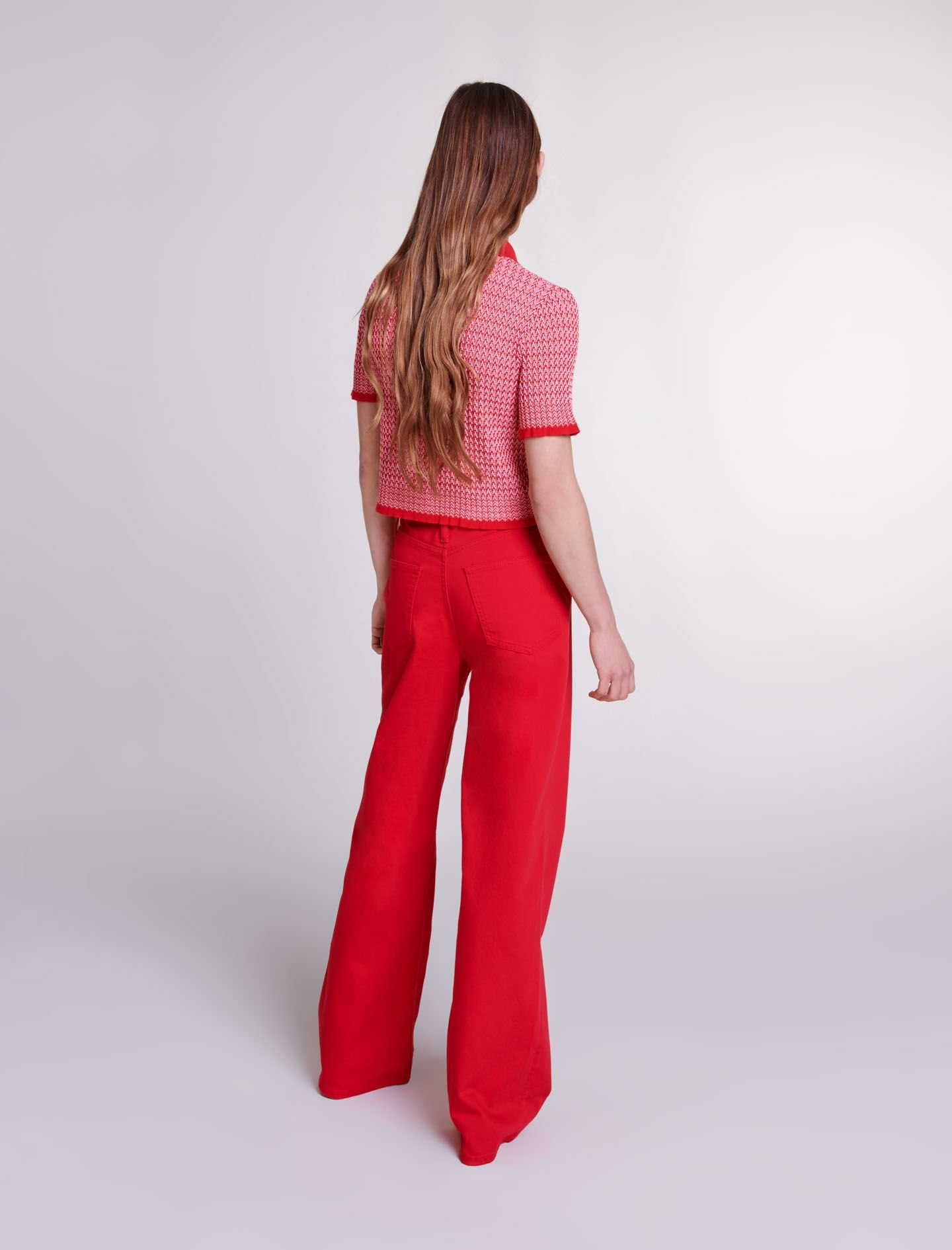 Cropped herringbone polo shirt - 5