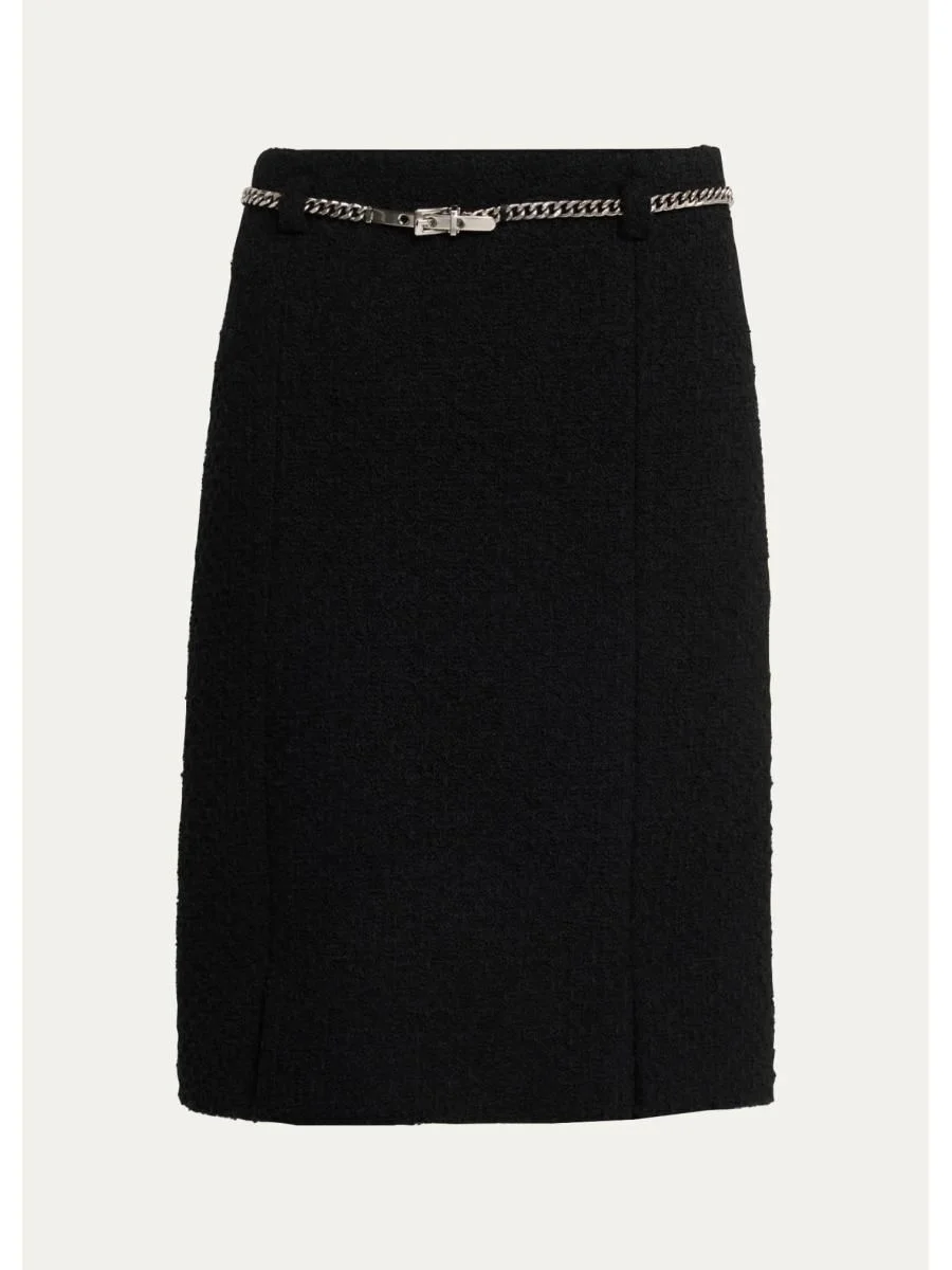 Tweed Virgin Wool-Blend Knee-Length Skirt - 1