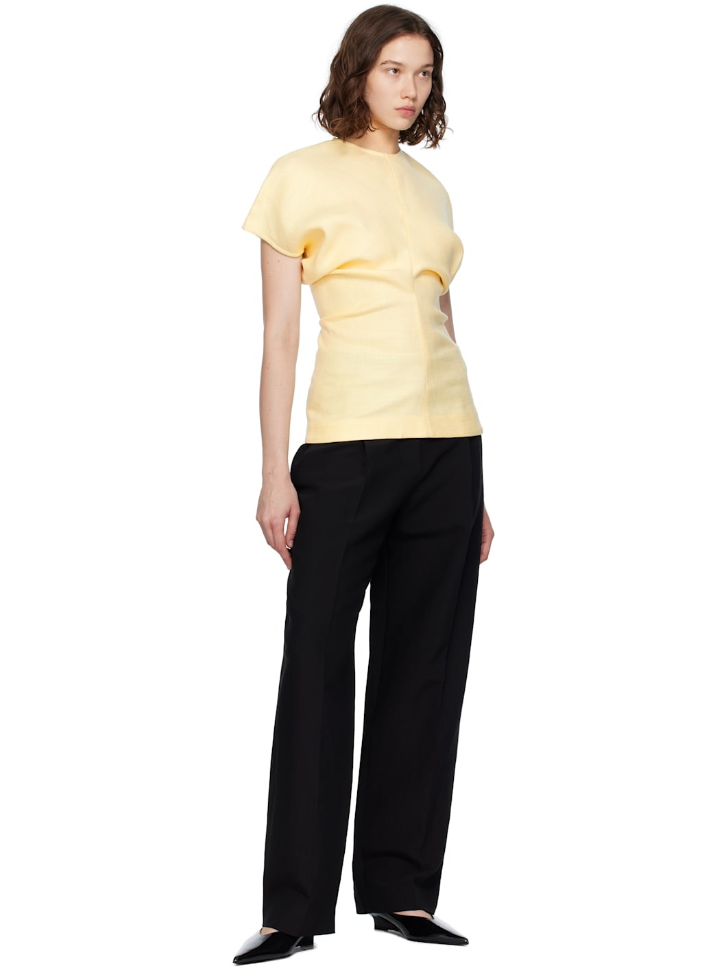 Beige Slouch Waist Basketweave Top - 4