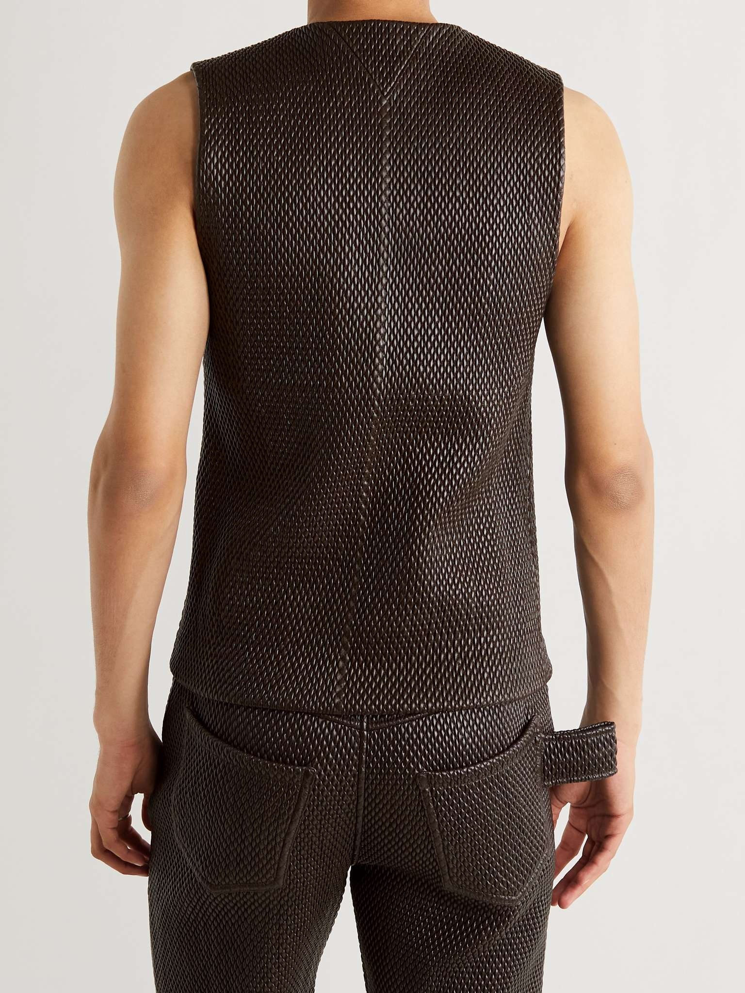 Slim-Fit Woven Leather Tank Top - 4