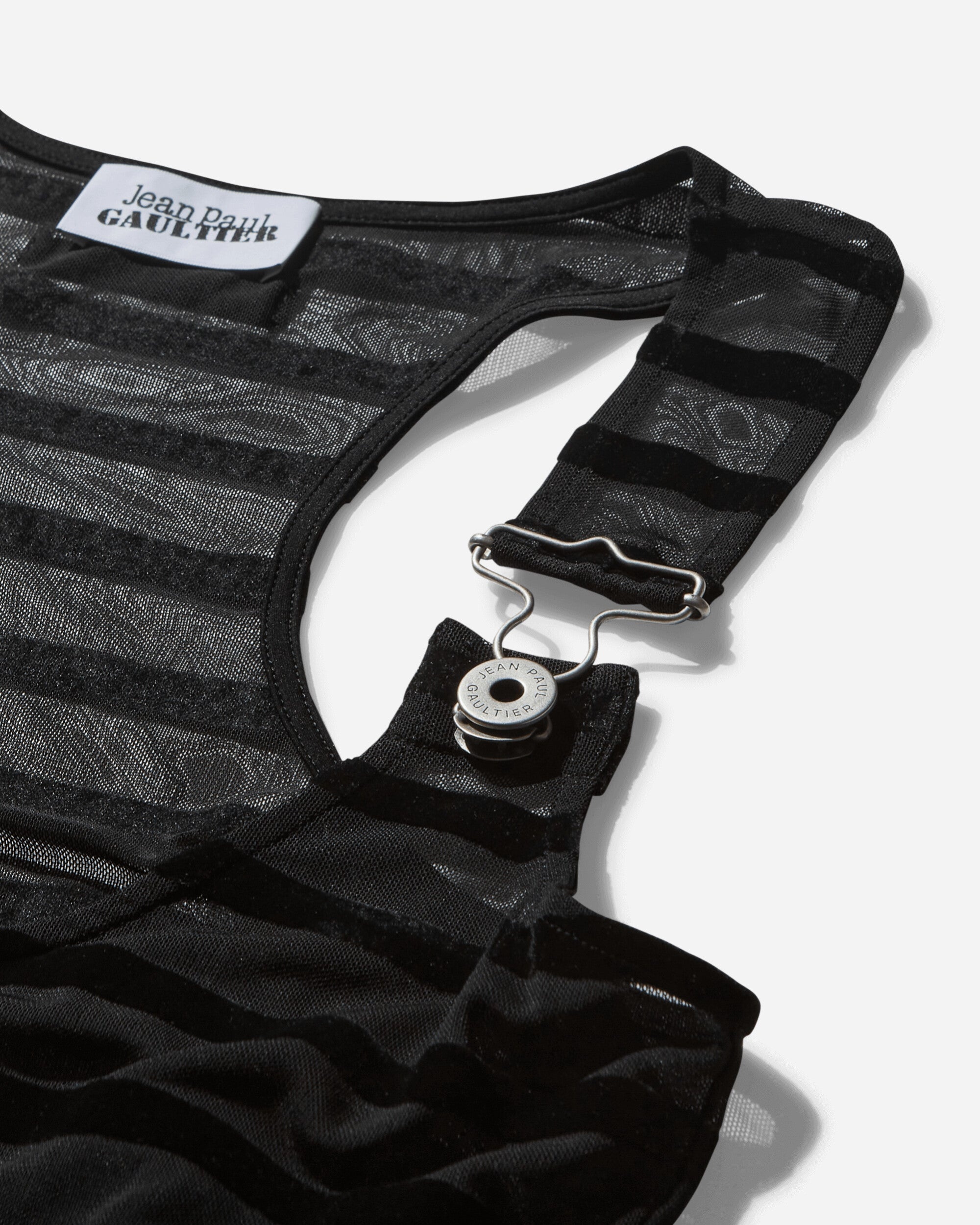 Women's Striped Mesh Long Dress Black - 3