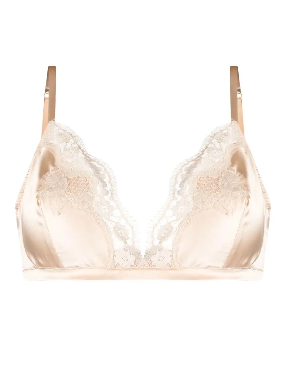 SOFT CUP SATIN BRA WITH LACE - 1