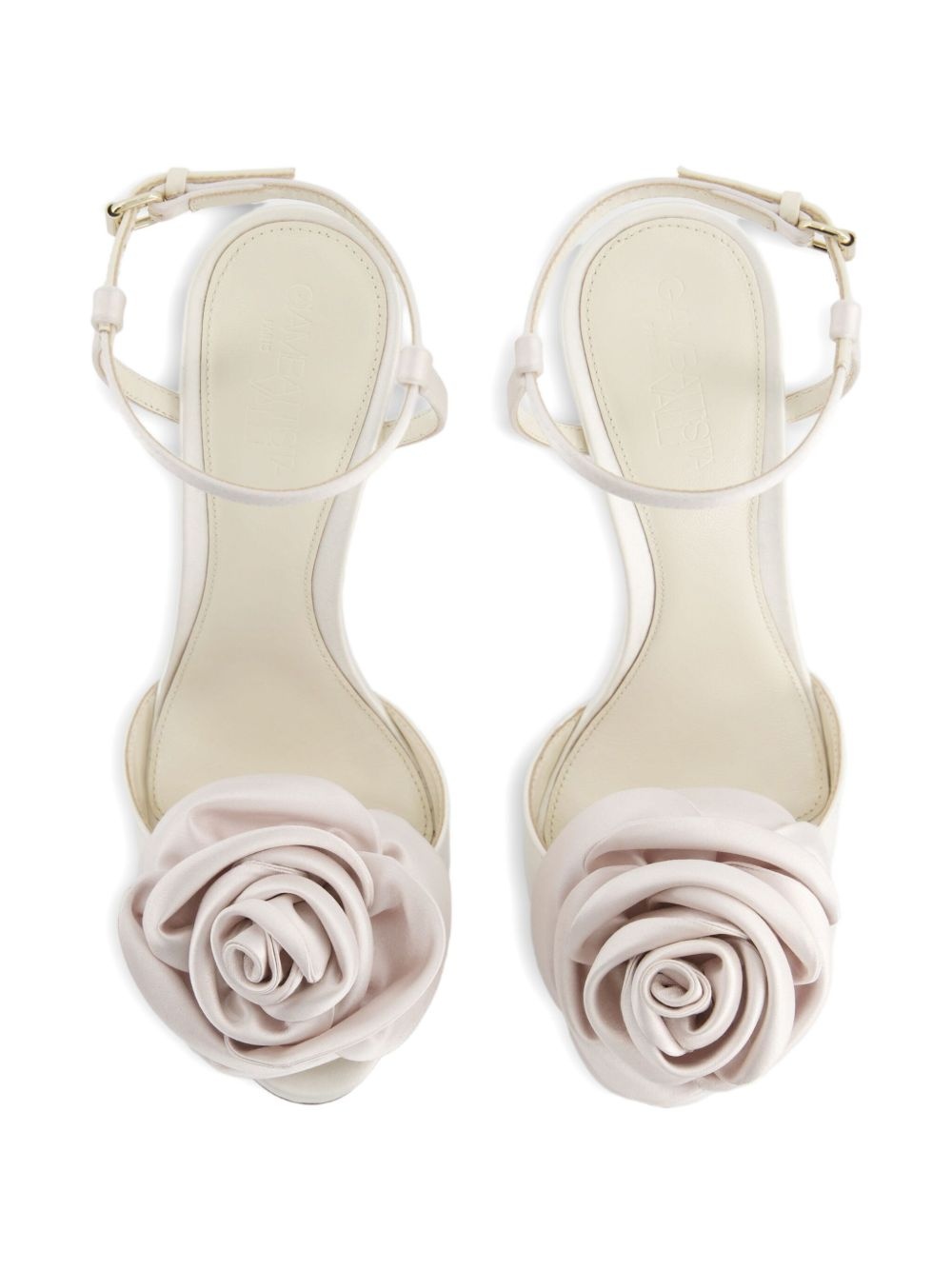 110mm satin rose-embellished sandals - 4