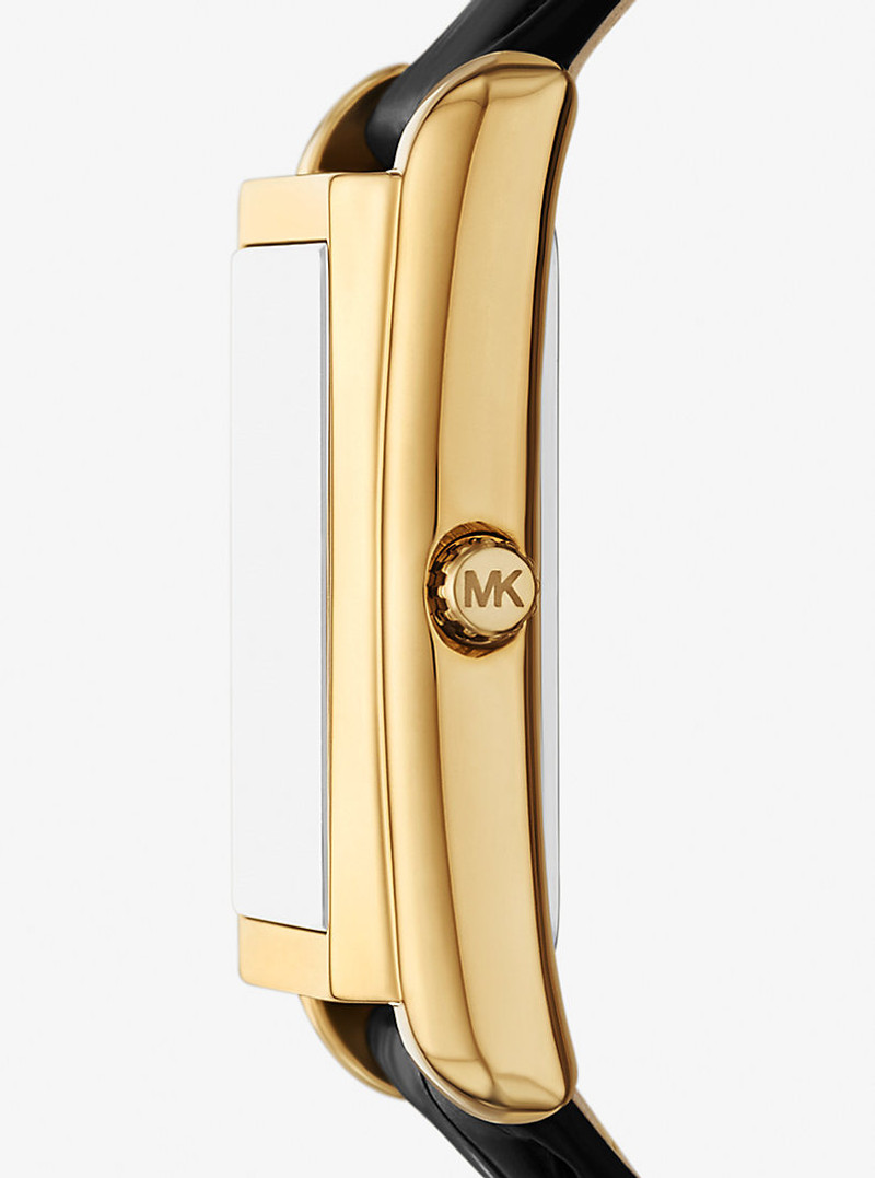 MICHAEL KORS Essex Gold-Tone and Crocodile Embossed Leather Watch outlook