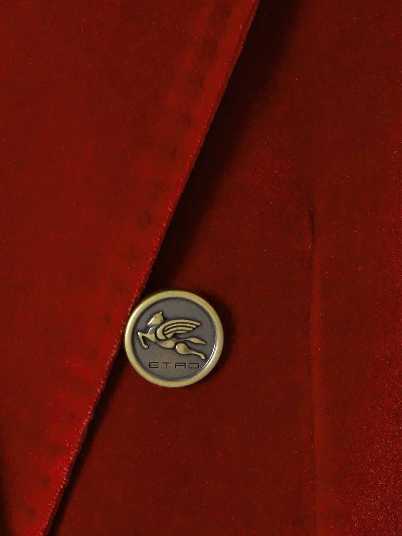Double-breasted cotton-blend velvet blazer Burgundy - 5
