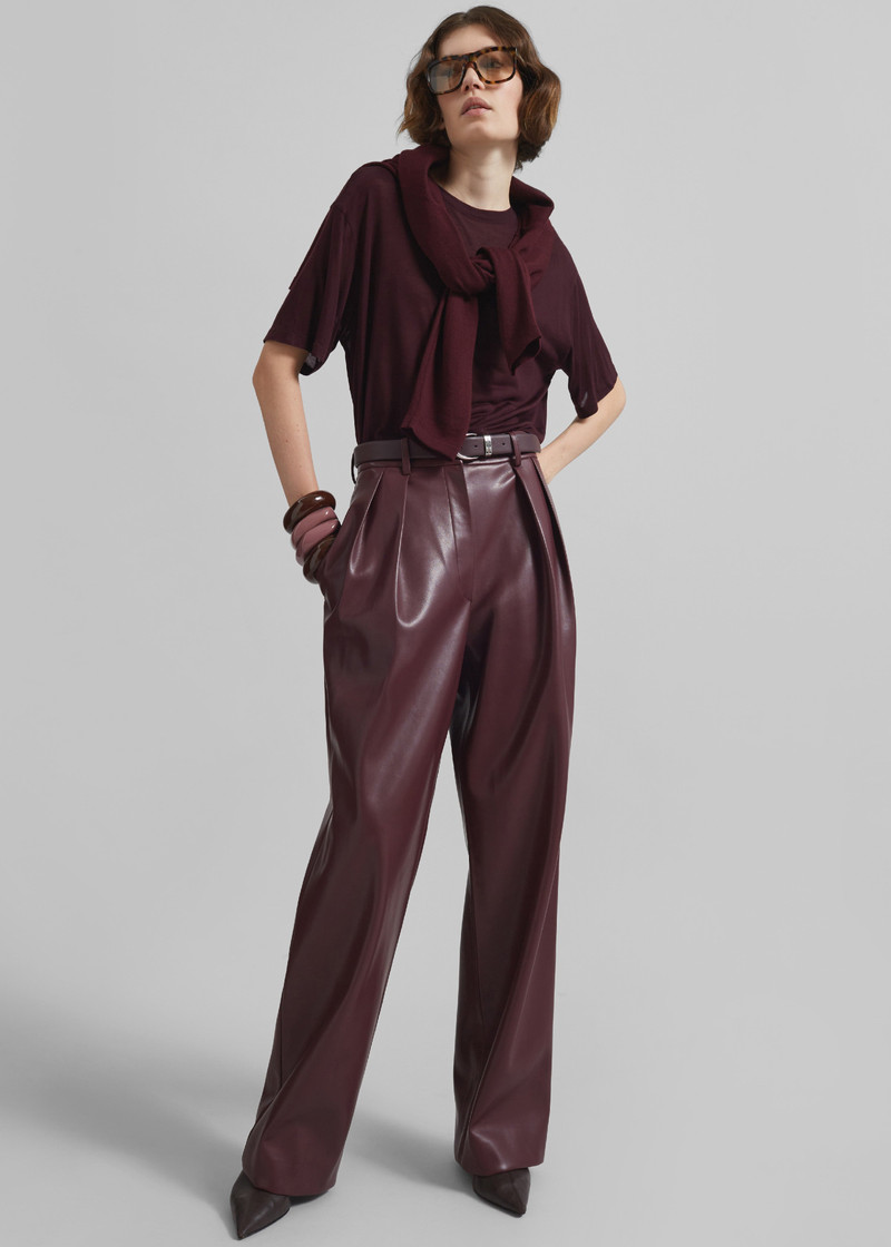 Helsinki Faux Leather Pants - Burgundy 3