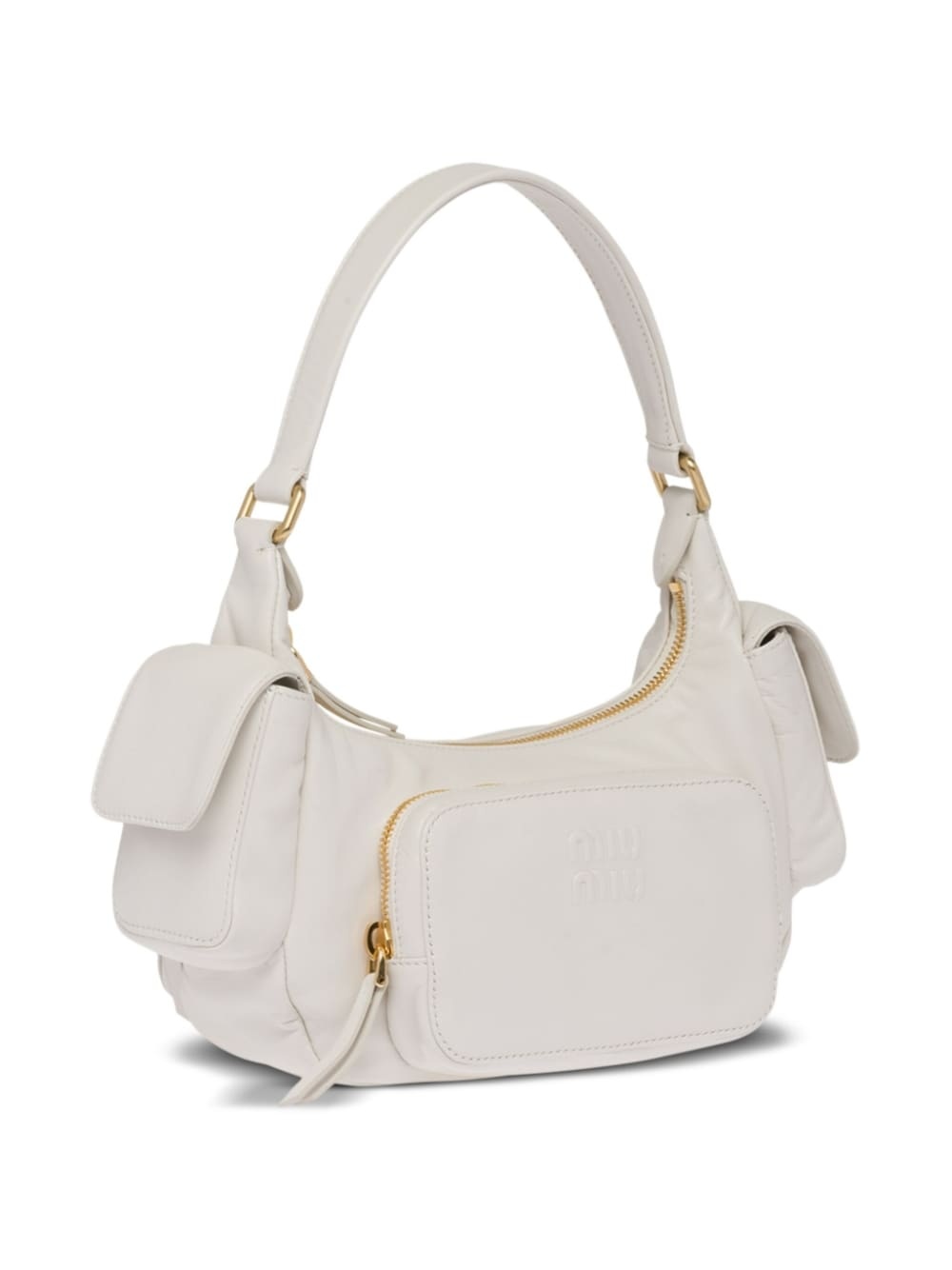 logo-embossed leather shoulder bag - 5