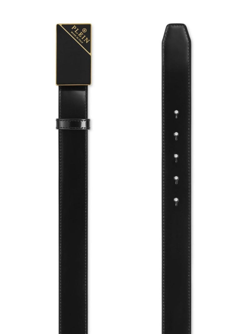 PHILIPP PLEIN logo buckle leather belt outlook