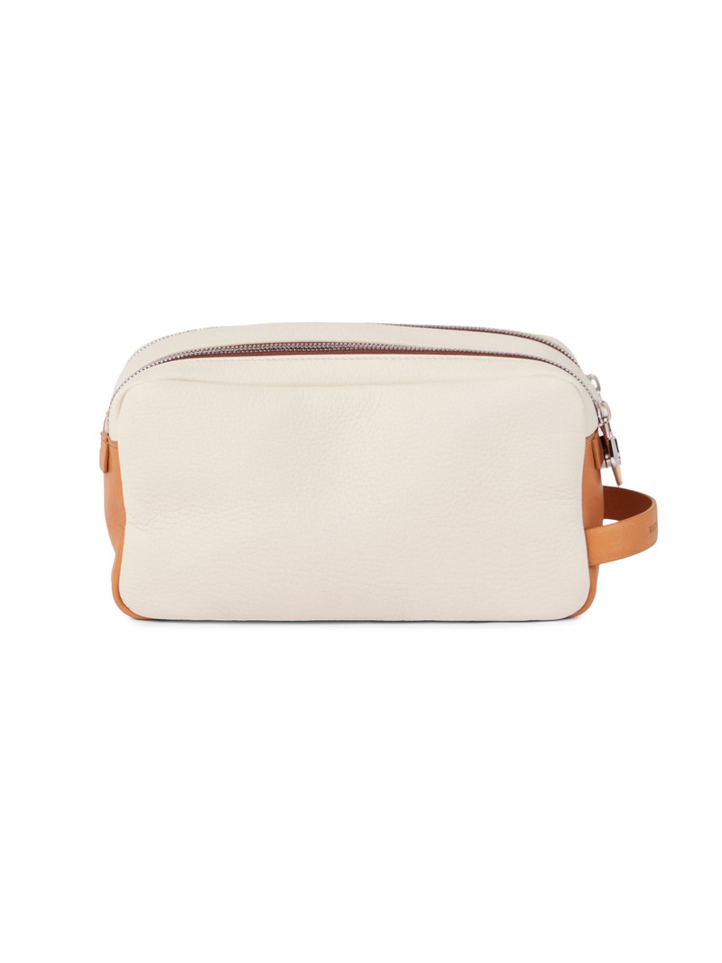 Cowhide Beauty Case with Double Zipper - Off White 3