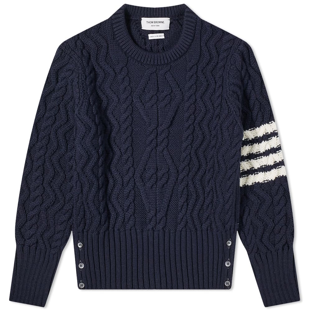 Thom Browne 4 Bar Aran Crew Knit - 1